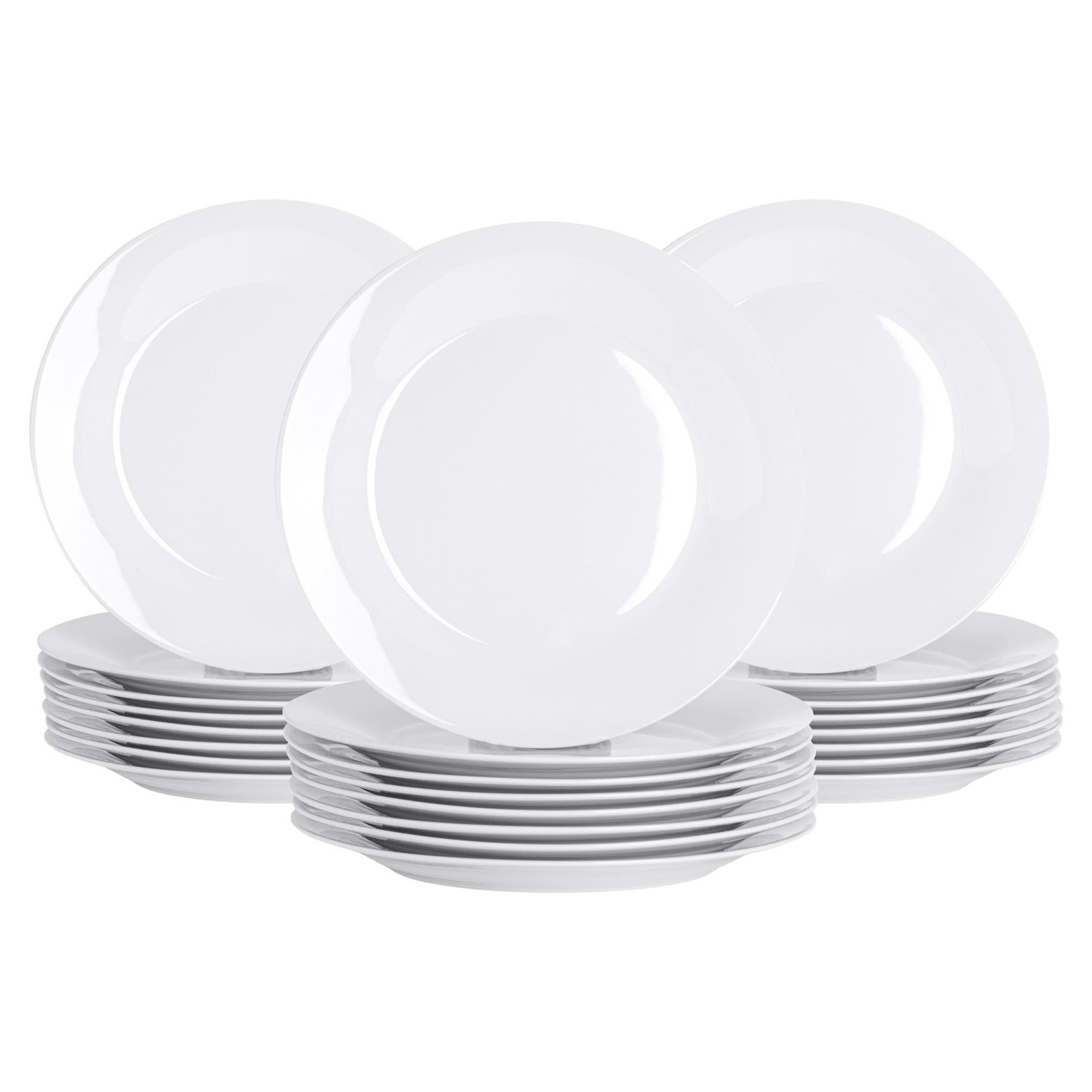 24x Classic White Dinner Plates 27cm Porcelain Dining Serving Dishes