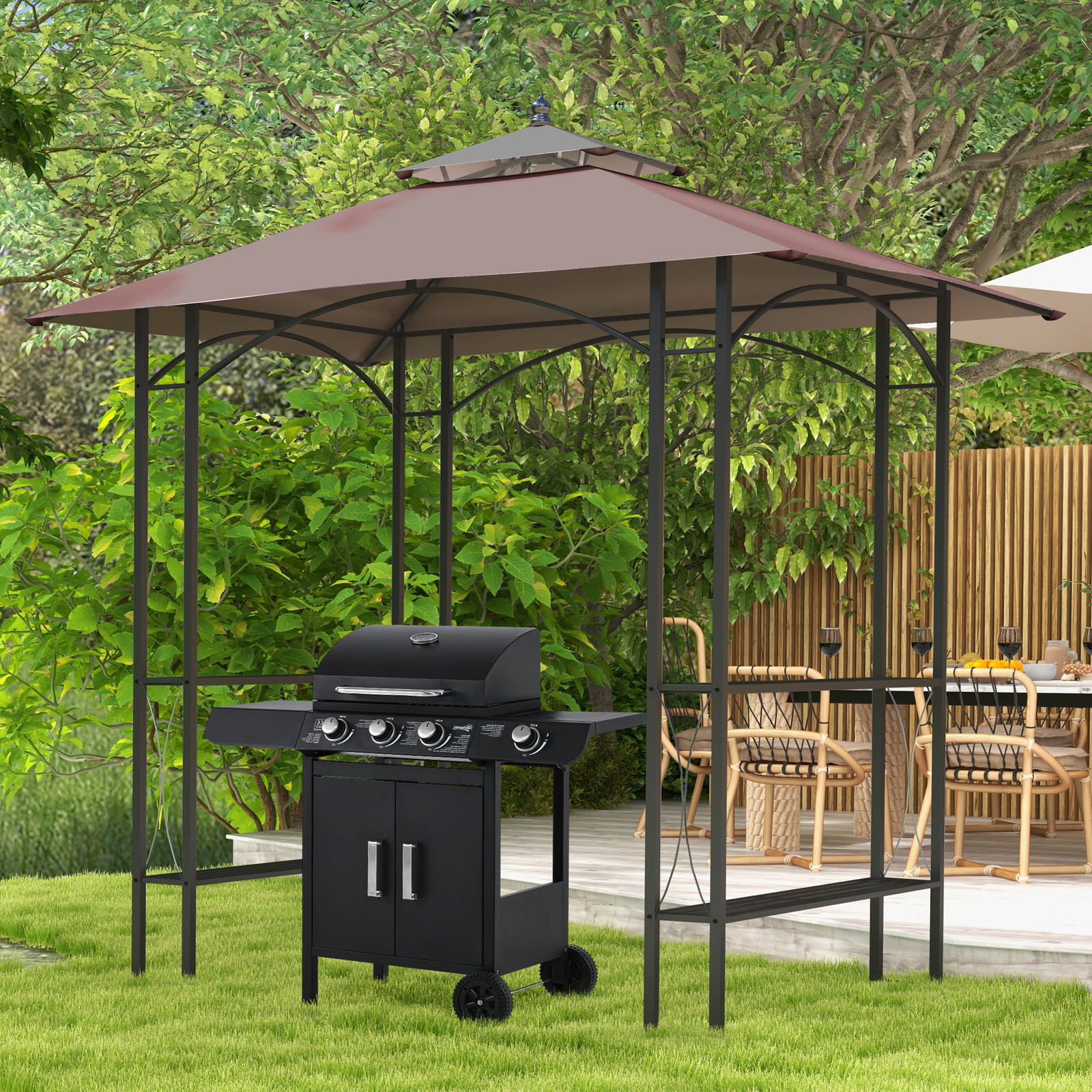 2.5 x 1.5m 8ft Patio Outdoor Gazebo BBQ Shelter Tent Shade Canopy Awning Garden