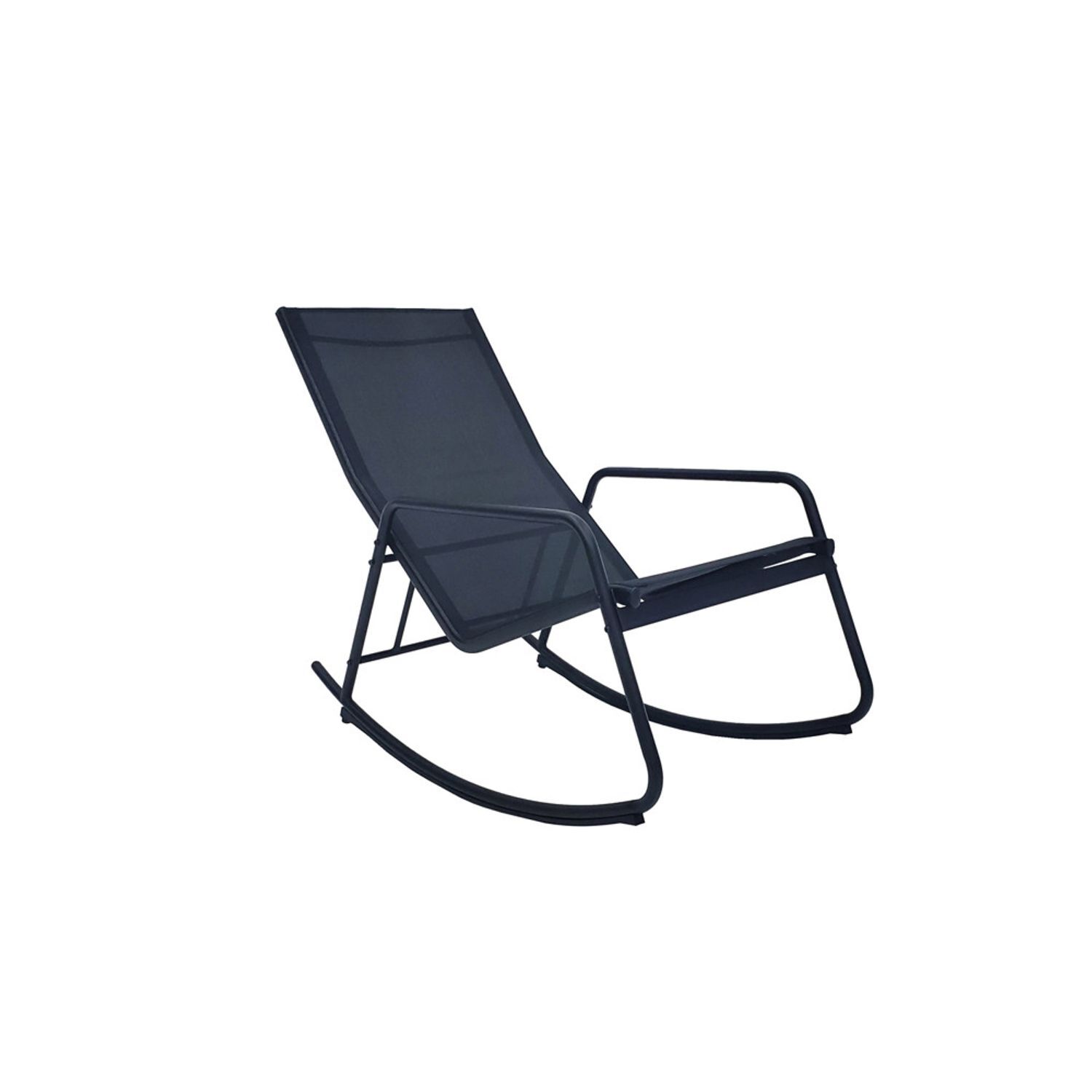 Relax Rocking Chair Garden Terrace Balcony Armchair Outdoor Chair Black Metal