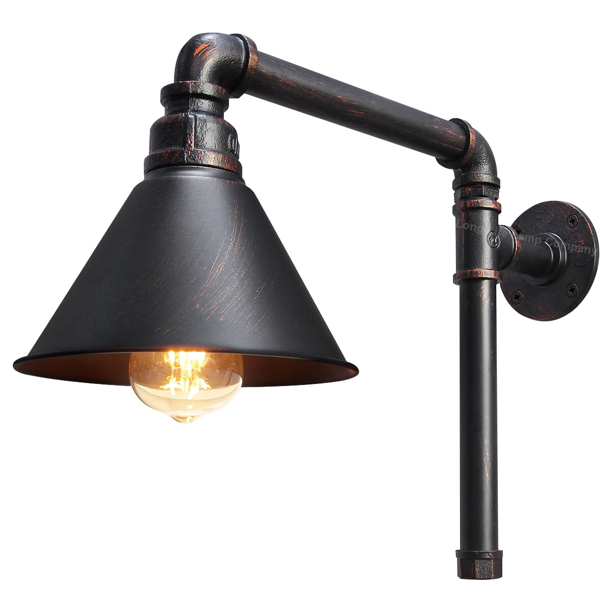 Vintage Pipe Industrial Antique Rustic Black Scone Wall Light Lamp Shade M0163
