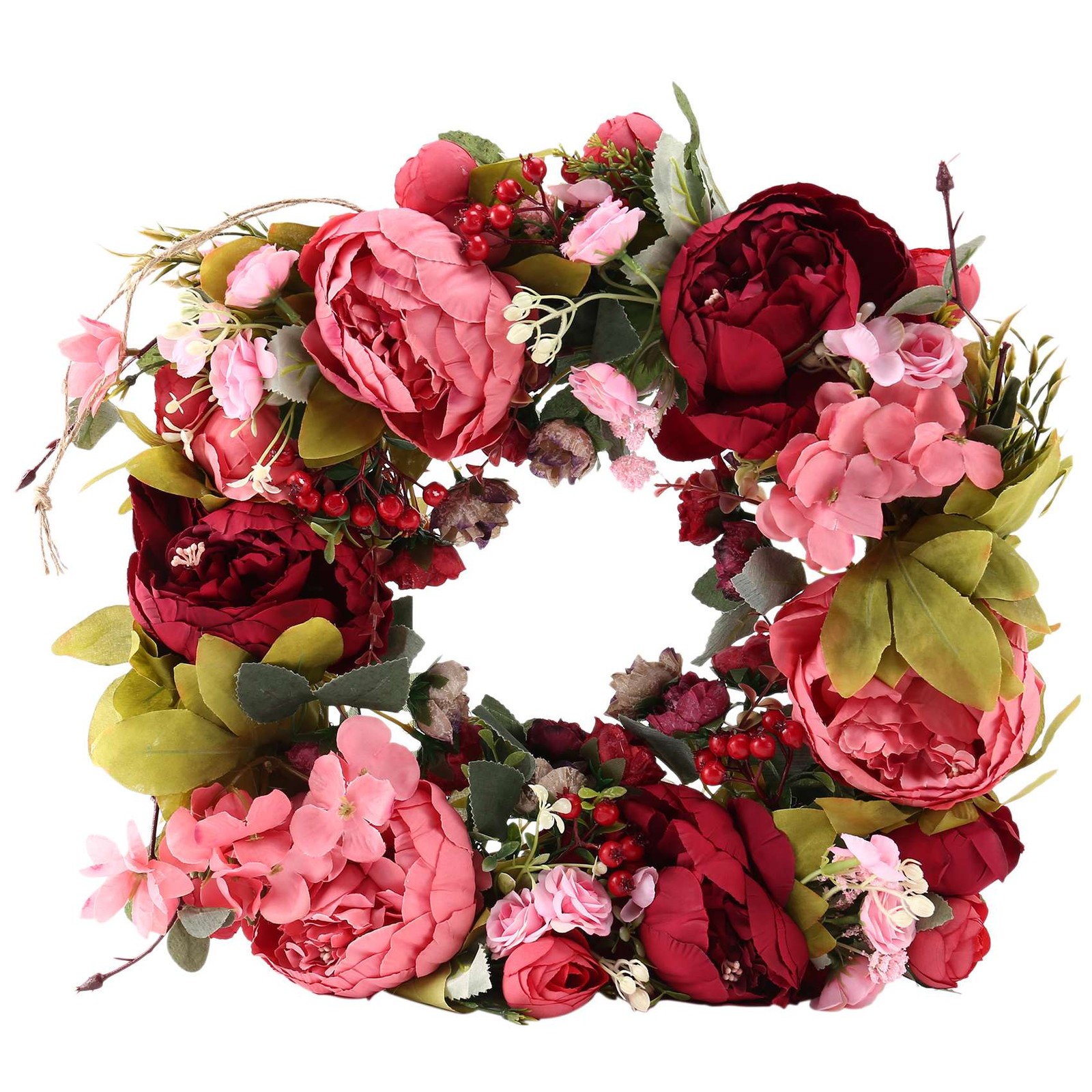 16 inch Peony Wreath Artificial Flower Door Wreath with Spring8601