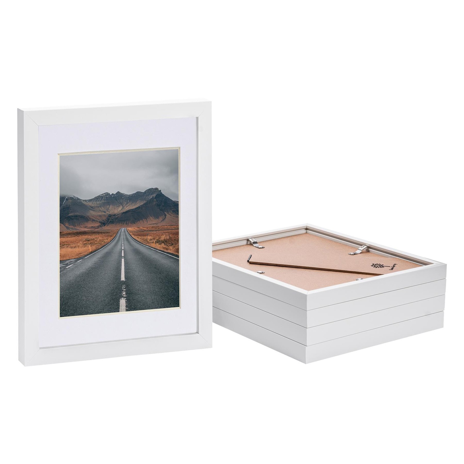 5x White 8" x 10" Photo Frames with White 5" x 7" Mount Picture Décor