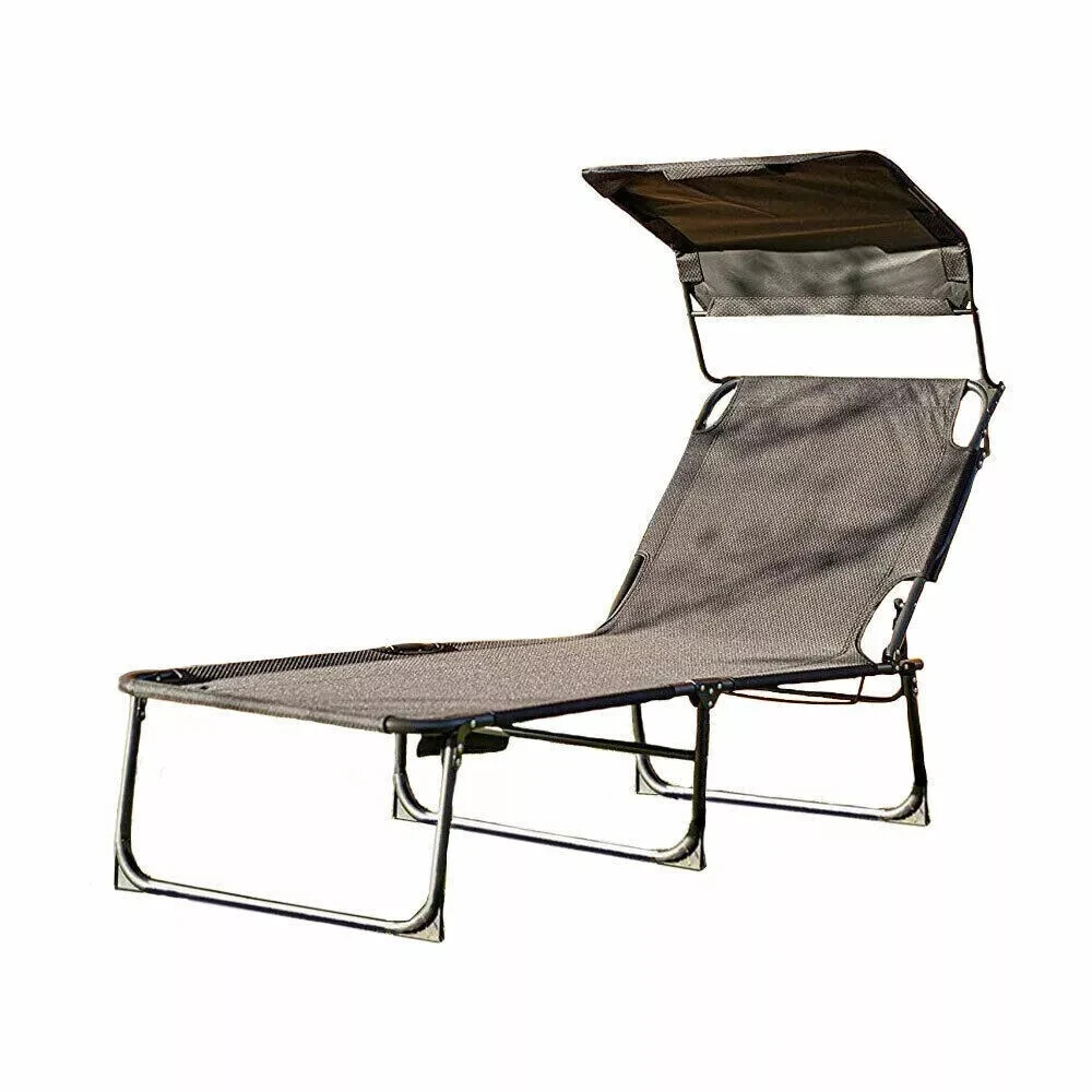 Garden Reclining Sun Lounger Bed Black Outdoor Adjustable Patio Furniture Flat