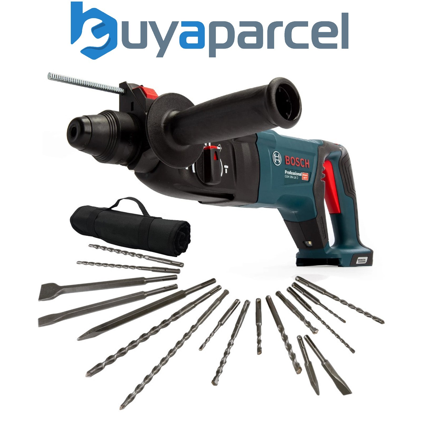 Bosch GBH18V-26D 18v SDS Plus Brushless Rotary Hammer Drill Bare + 17PC SDS Set