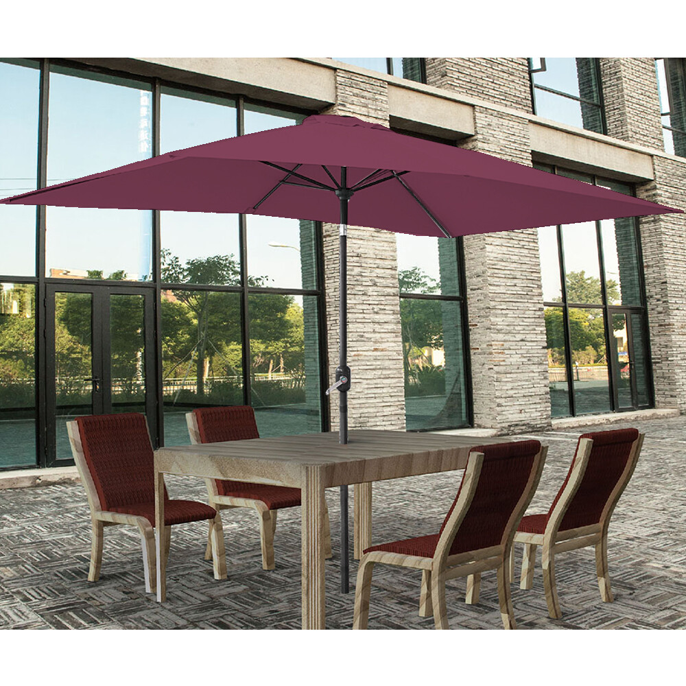 Garden Parasol Umbrella Patio Outdoor Sun Shade Aluminium Crank Tilt 2x3M Wine