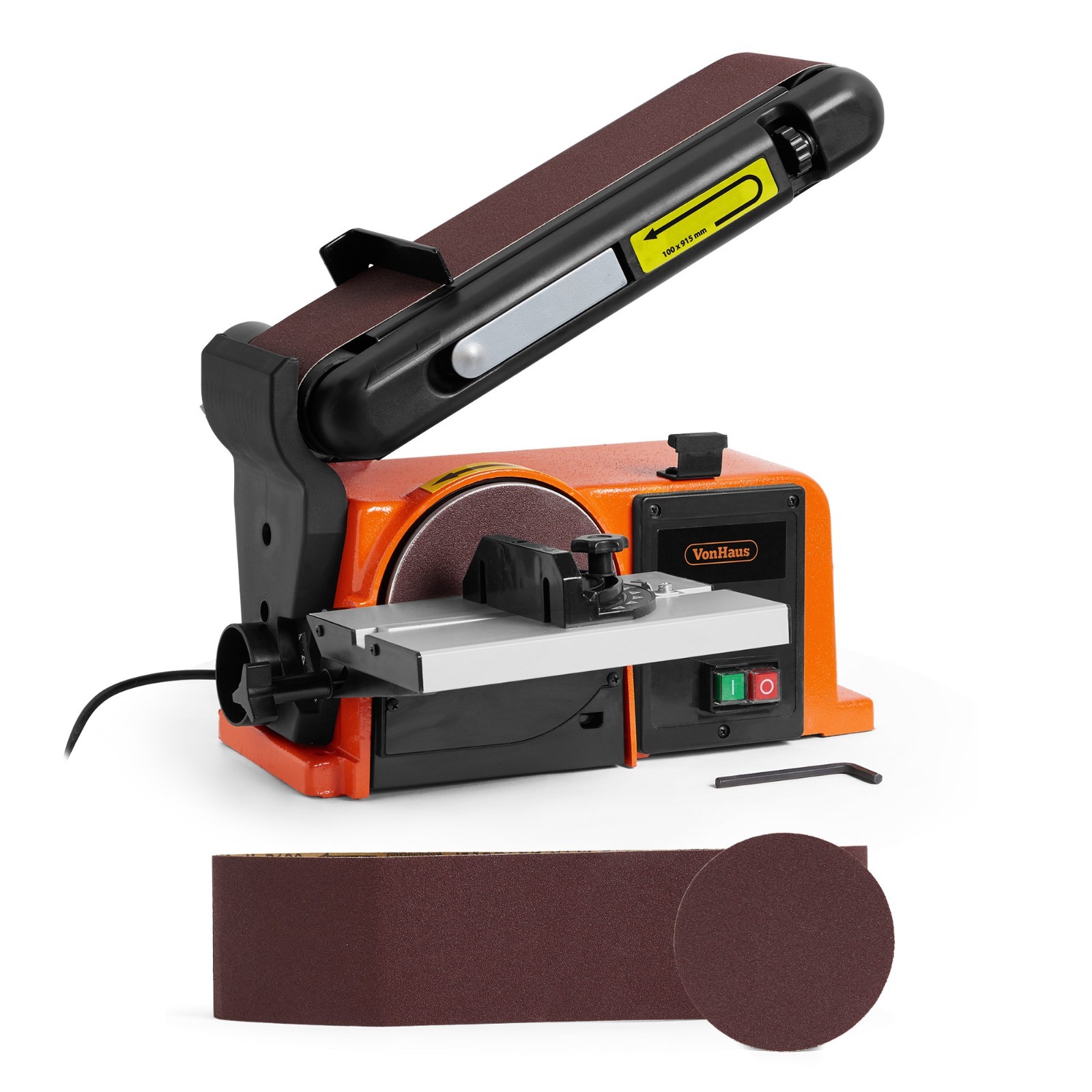 VonHaus Benchtop Belt & Disc Sander with Cast Iron Base and Integrated Dust Port