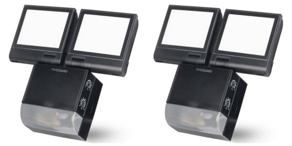 2 x Timeguard LED200PIRBP LED Twin Head Floodlight Fittings with PIR 17W (Black)