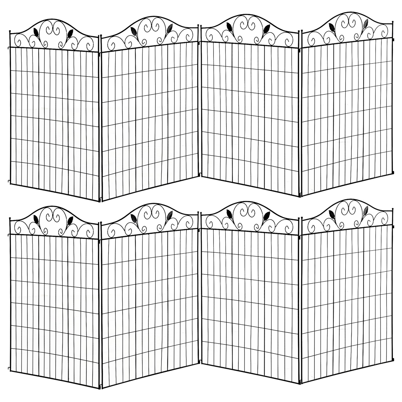 Outsunny Decorative Garden Fence, 8 Panels Metal Border Edging for Landscaping