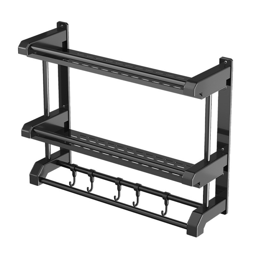 Bathroom Shelf Organizer - 2 Tier Storage Shelf with Adjustable Hook Wall9095