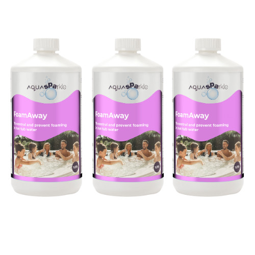 No Foam AquaSparkle Spa Hot Tub Defoamer Foam Away 3 x 1 Litre