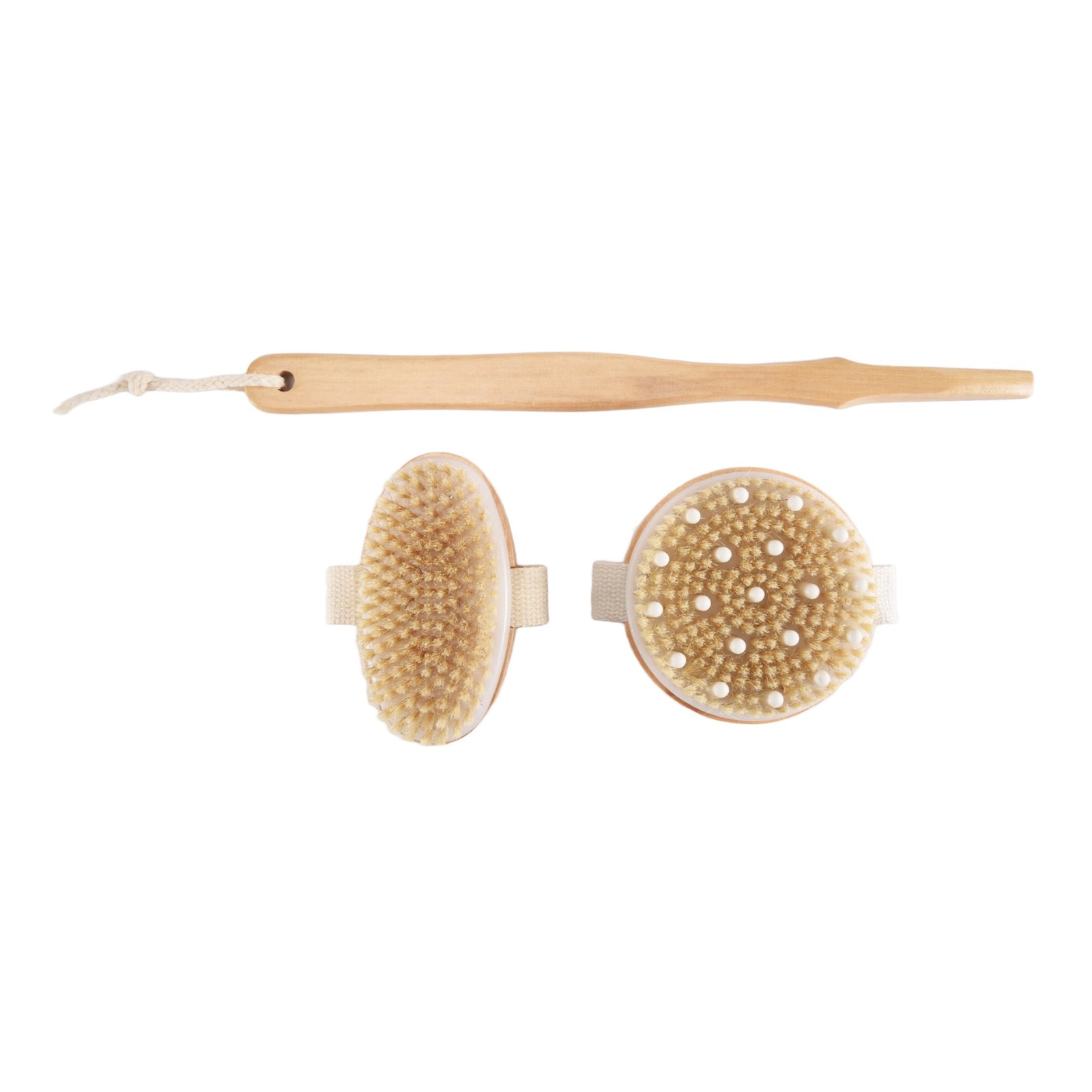 2X(Dry Brushing Body Brush Set of 2, Dry Skin Exfoliating Brush, Handle5225