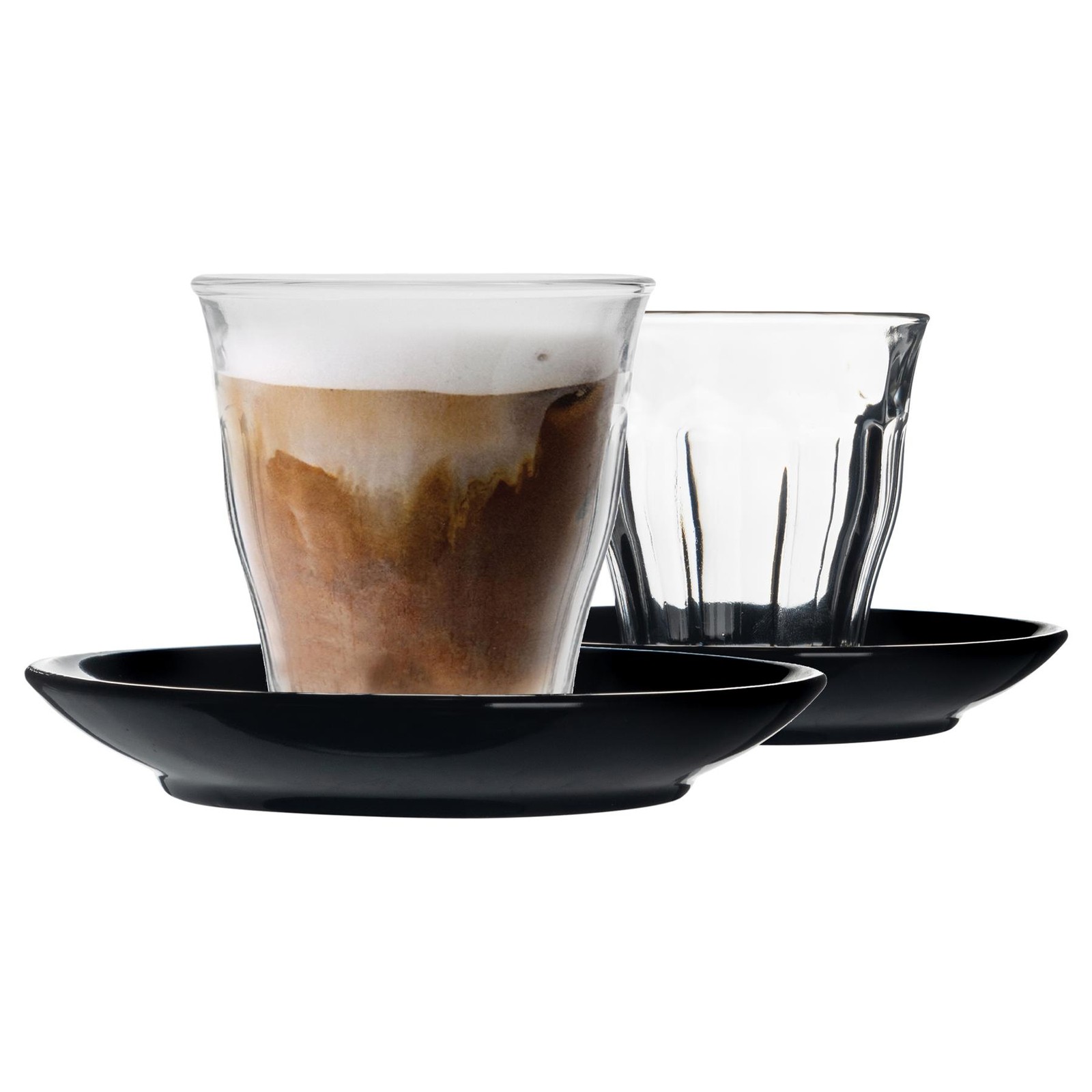 12 Piece Picardie Mismatched Coffee Cup & Saucer Set Tumbler Mug 220ml Black