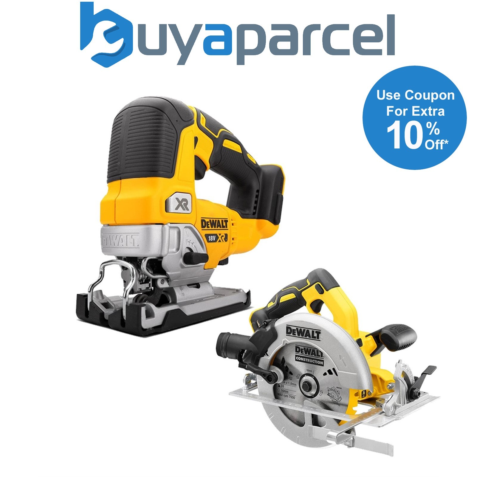 DeWalt DCS334N 18v XR Cordless Brushless Top Jigsaw & DCS570N Circular Saw