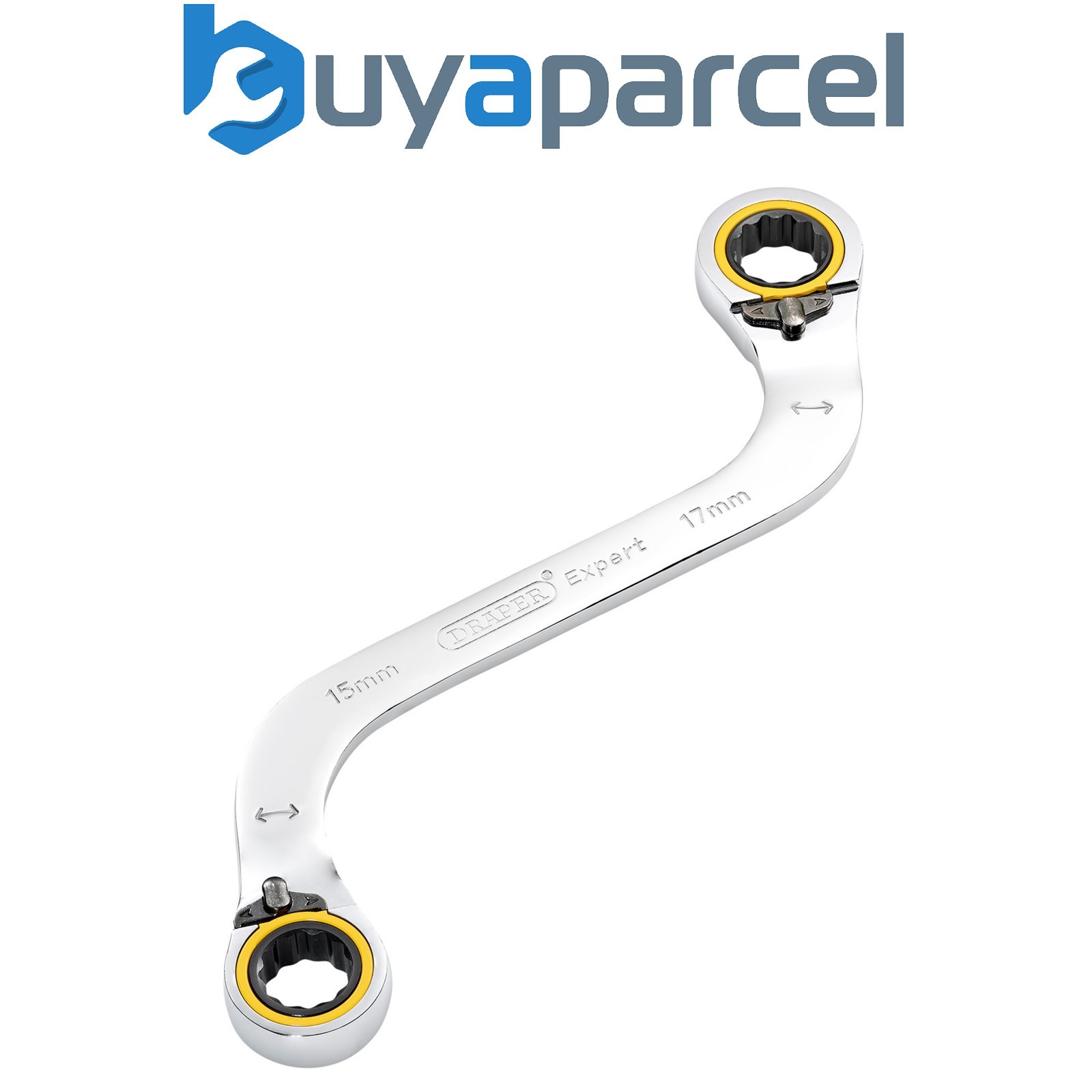 Draper 03945 Draper Expert HI-TORQ Double Ring Ratchet S-Shape Spanner, 15 x 17m