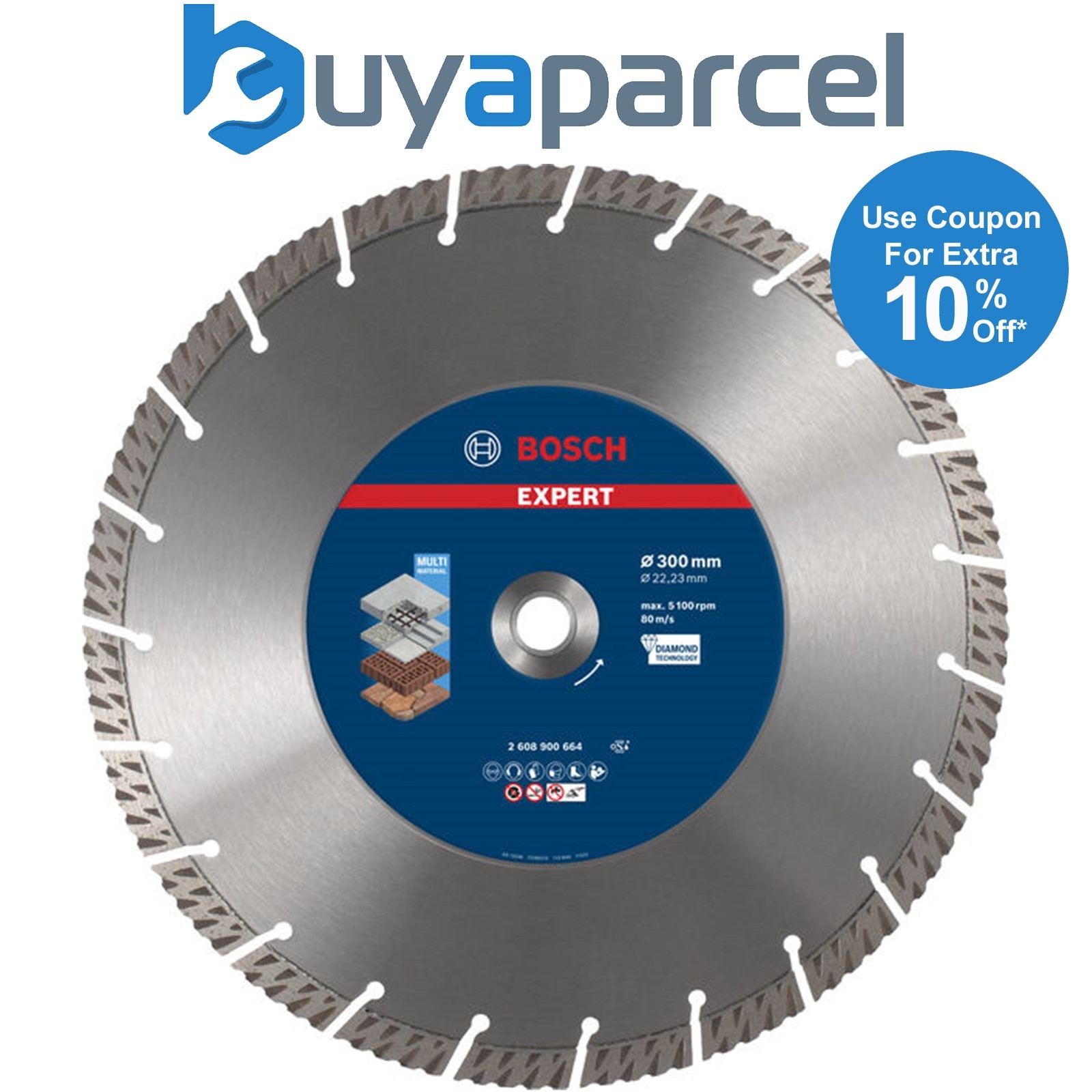 Bosch EXPERT MultiMaterial Diamond Cutting Disc 300 x 22.23 x 2.8 x 15mm