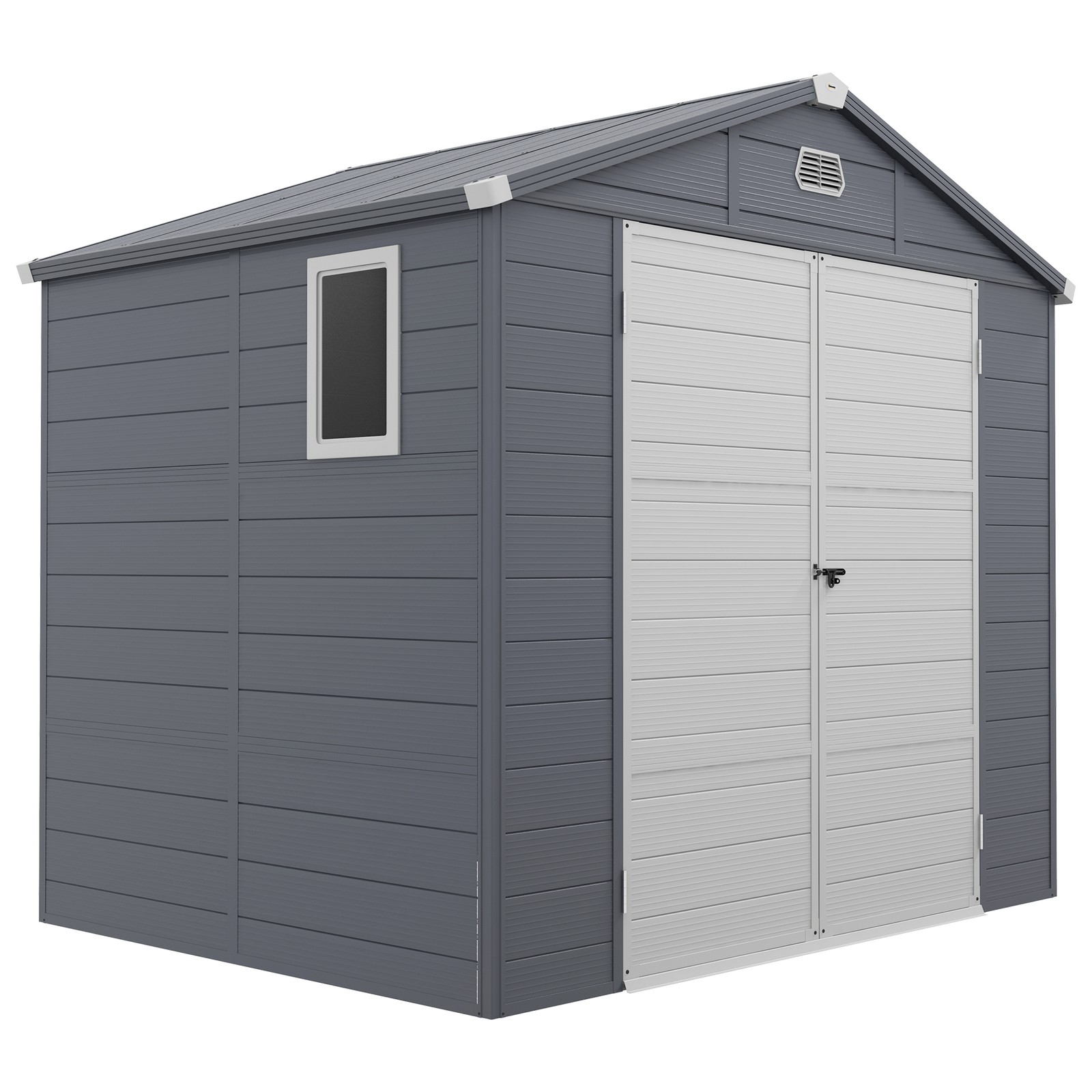 Outsunny 8 x 6ft Garden Shed Storage w/ Foundation Kit, Vents, Grey
