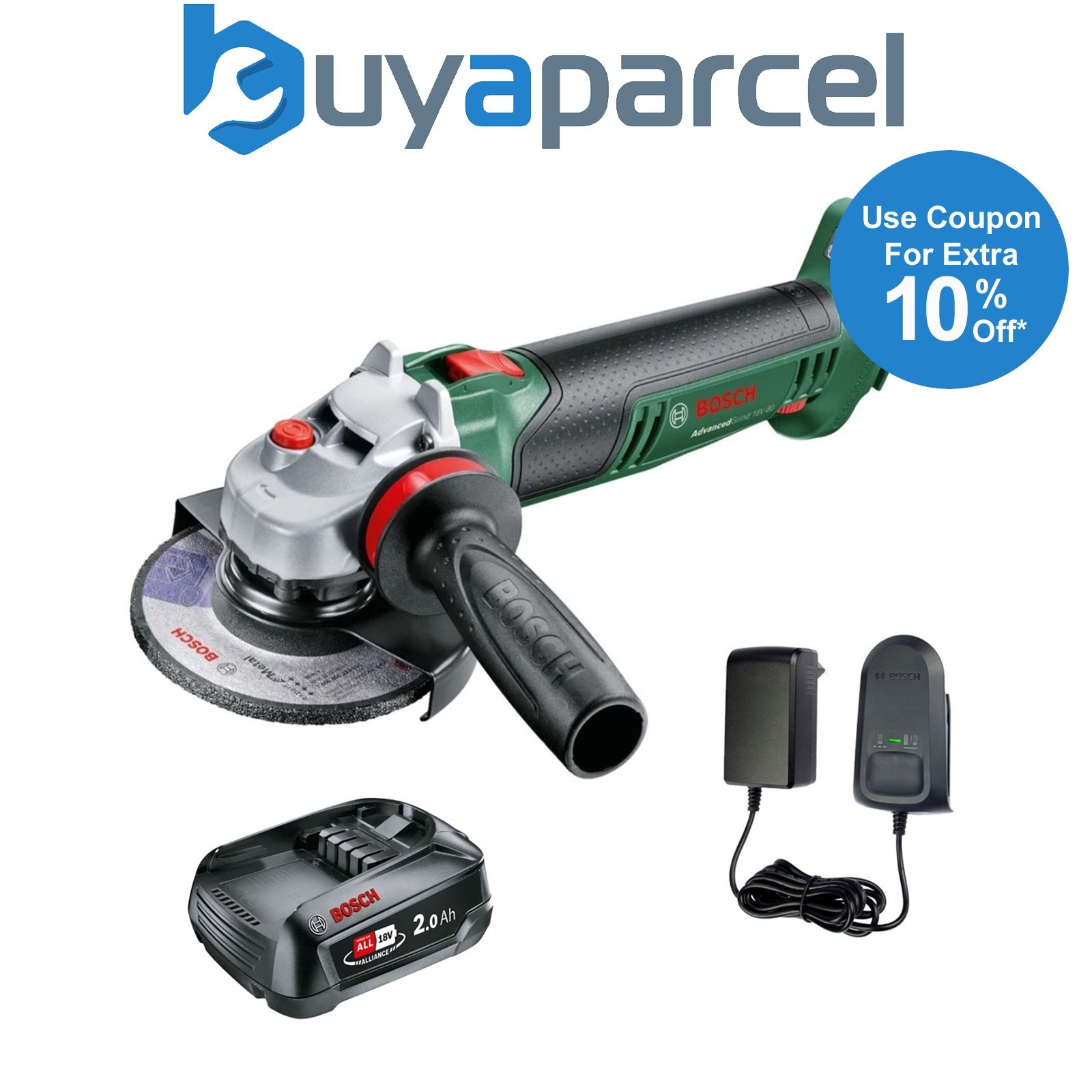 Bosch AdvancedGrind 18v 18V-80 Cordless Angle Grinder 125mm 1 x 2.0Ah Battery