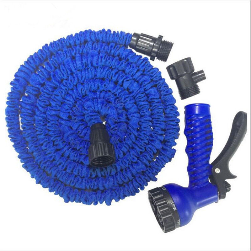 100 Feet BLUE Magic Flexible Expandable Garden Water Hose Pipe Spray Nozzle HQ