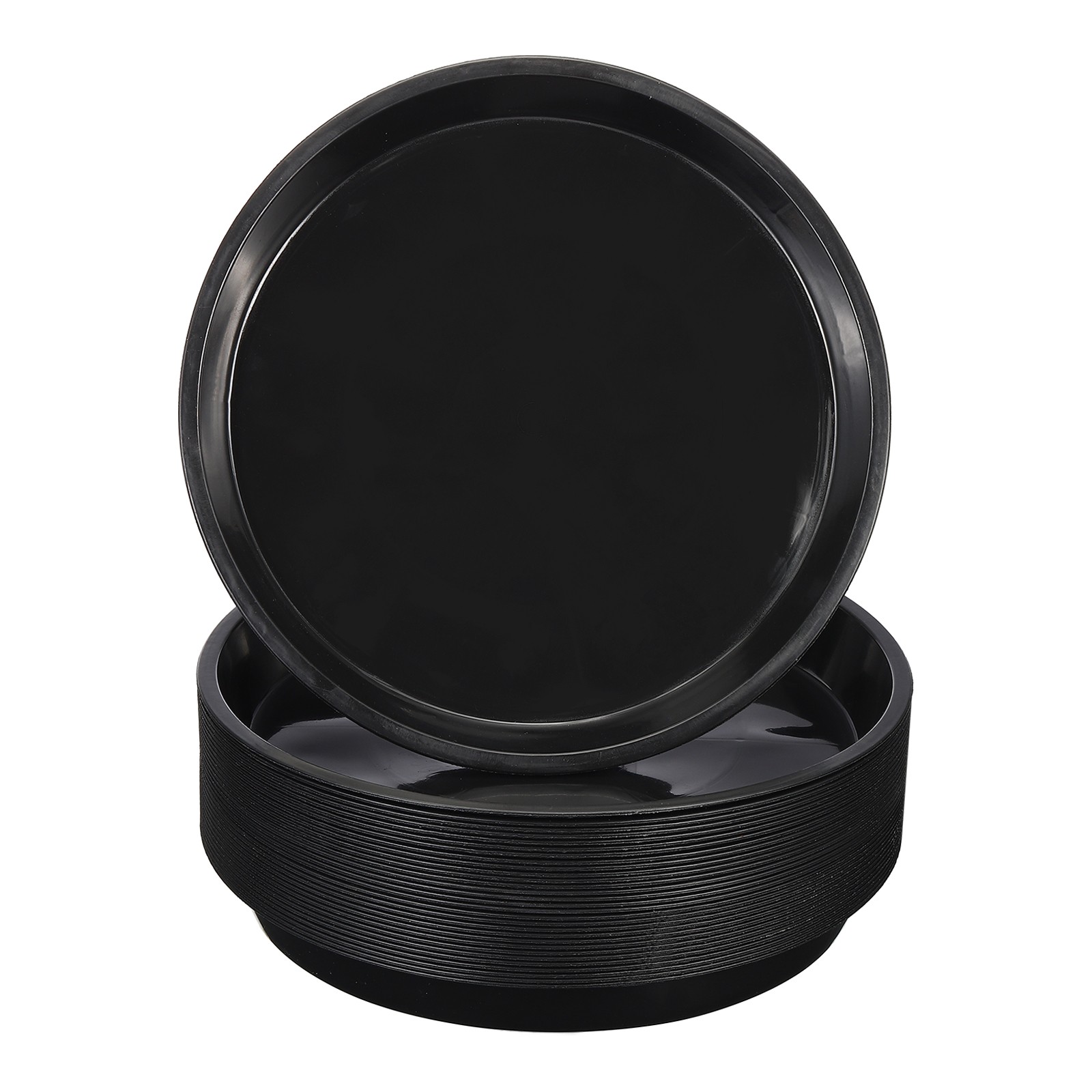 30Pcs Plastic Plant Saucer 15 Inch Plant Tray Flower Pots Round Dish, Black