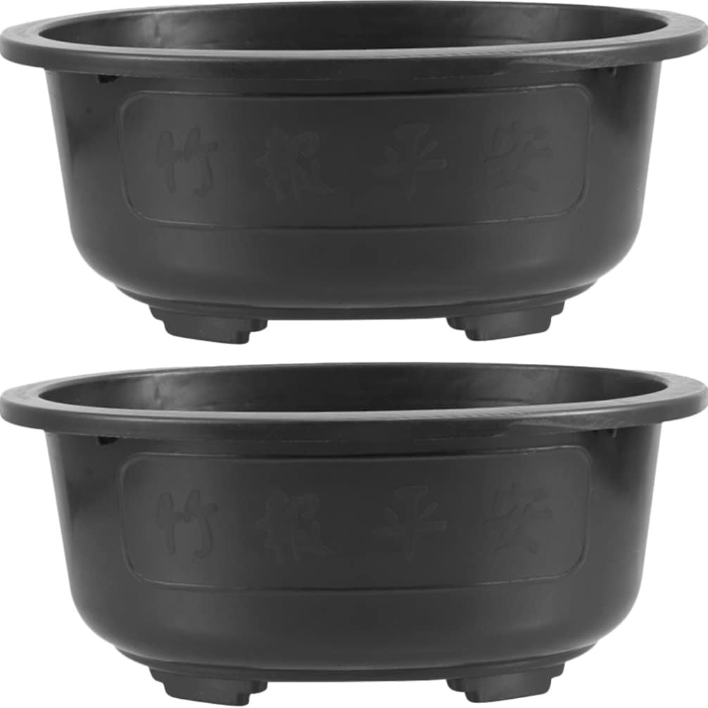 2pcs Large Oval Bonsai Planter Pot with Drainage Flower Pot for Gardening for H