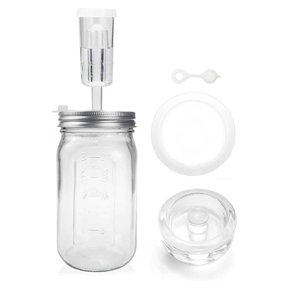 Fermentation Jar, 32 Oz Jar Kit Airlock, Lid& Weights E9S53286