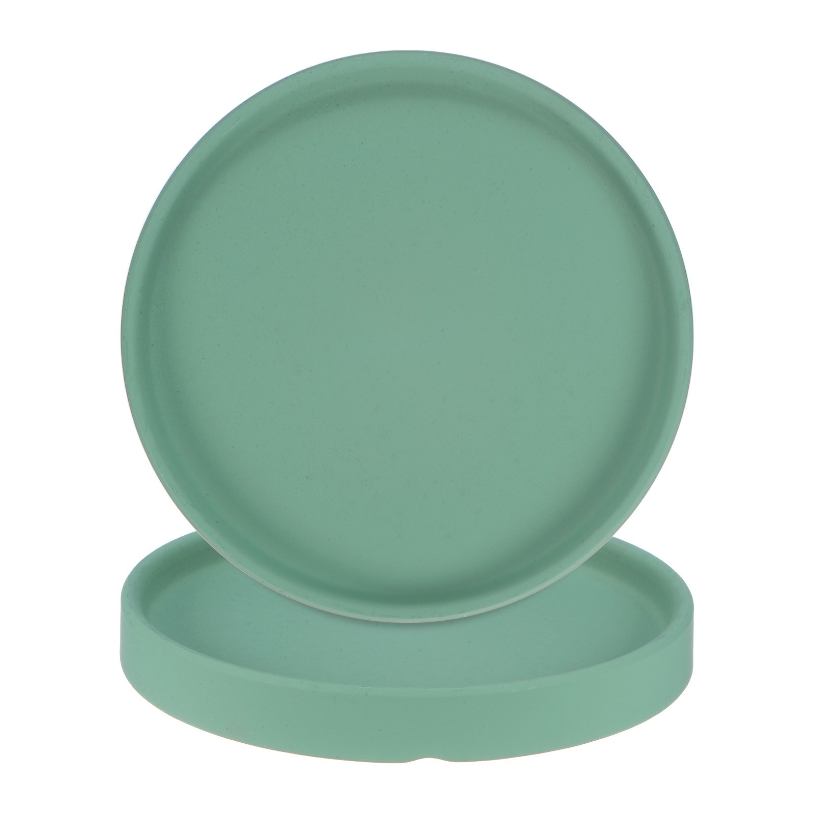 2-Pack Ceramic Plant Saucer, 6.3 Inch Saucer Drip [Round Dark Green]