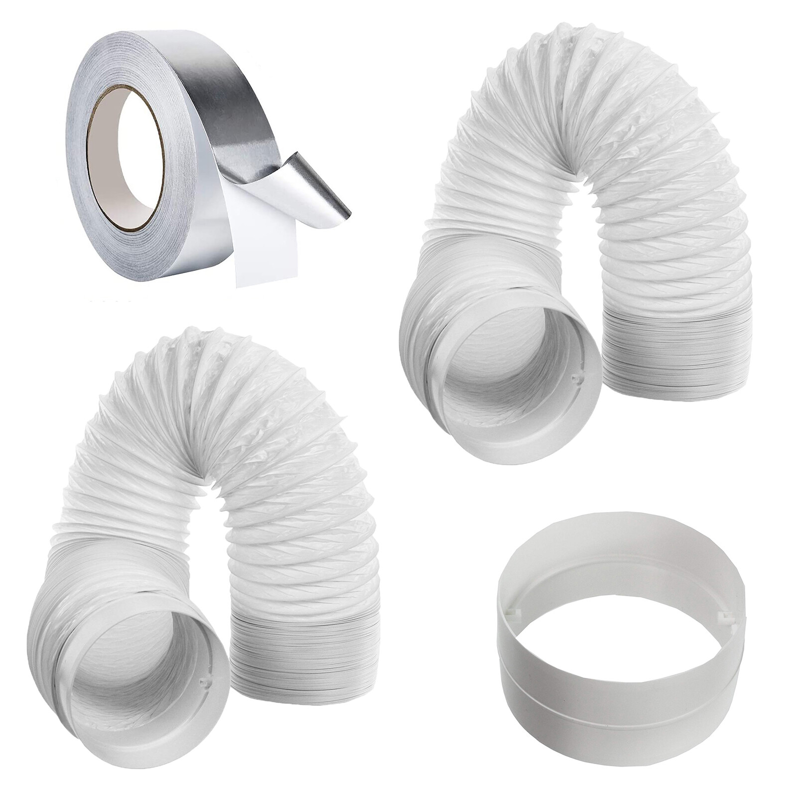 Cooker Hood Vent Kit 5" x 6m Duct Hose x 2 + Connector Ring + Aluminium Tape