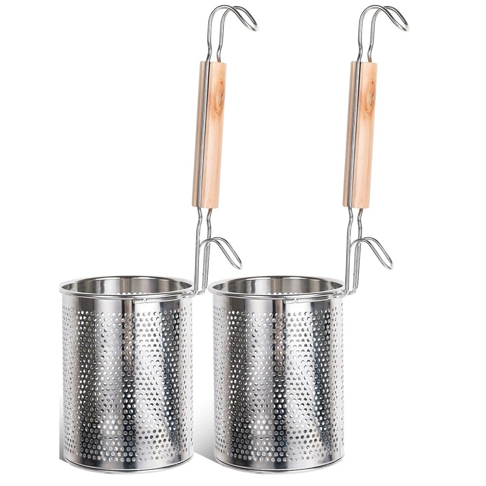 2 Pack Pasta Basket, Stainless Steel Mesh Noodle Strainer Basket with3156