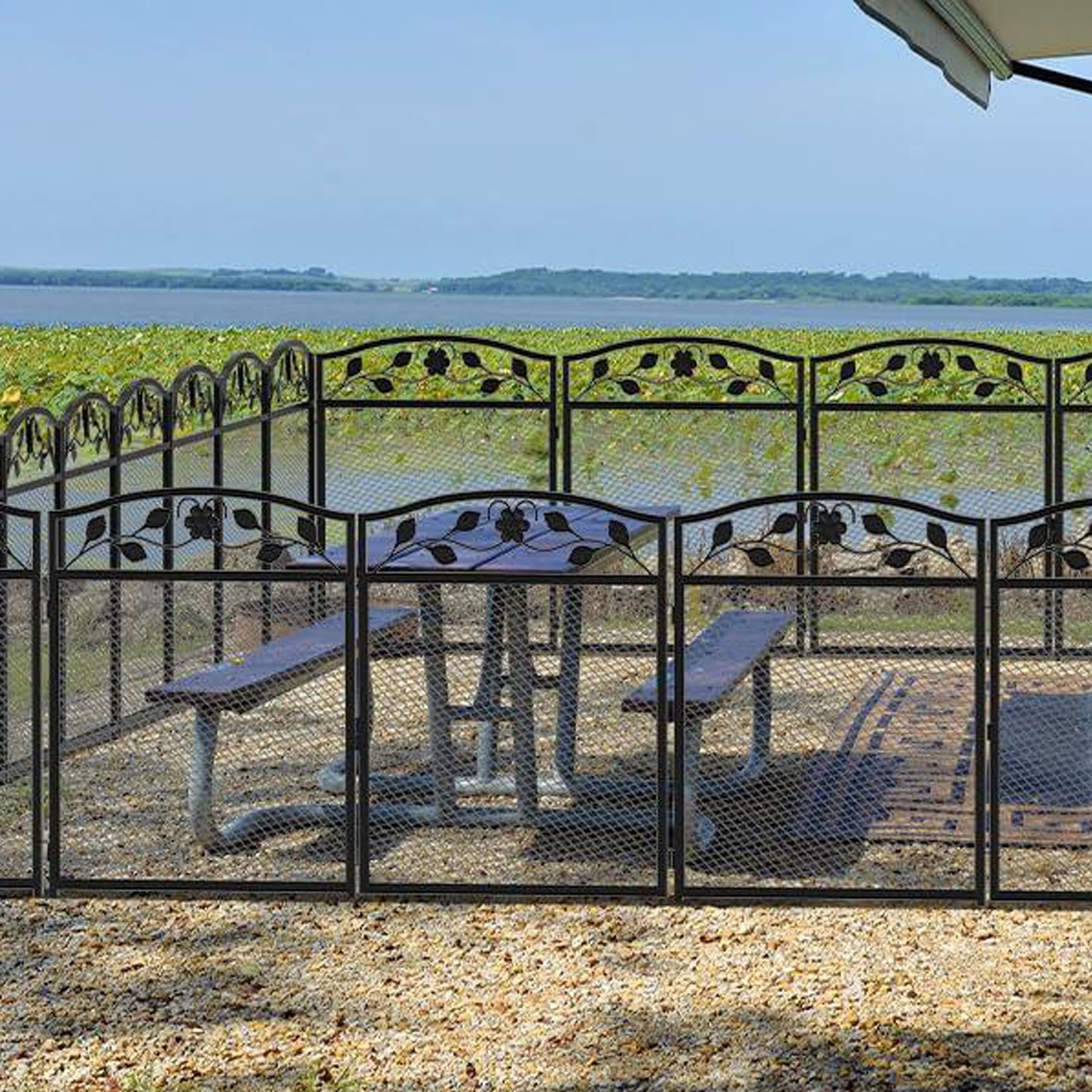 5 Panel Garden Fence Metal Iron Flower Bed Grass Edging Decorative Puppy Barrier