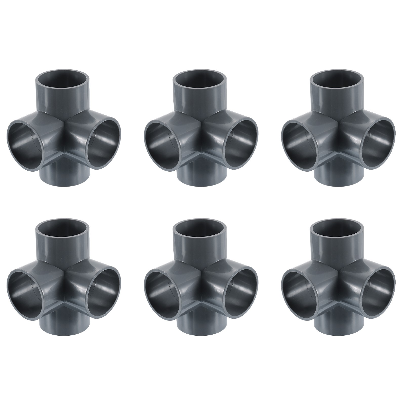 1-1/2" PVC Fittings, 6 Pcs 4 Way Elbow Connector Elbow PVC Corner Fitting, Grey