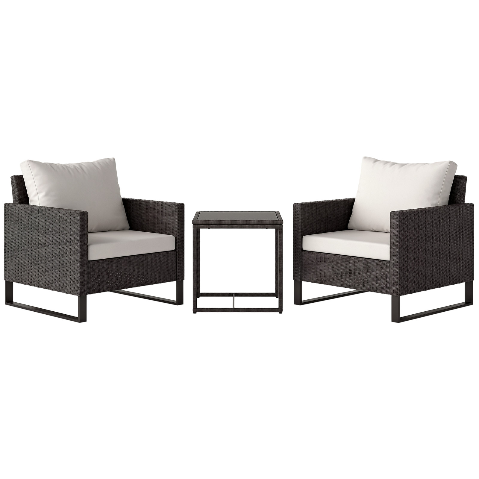 Outsunny 3PCS Bistro Set with Table and Chairs, Refurbished