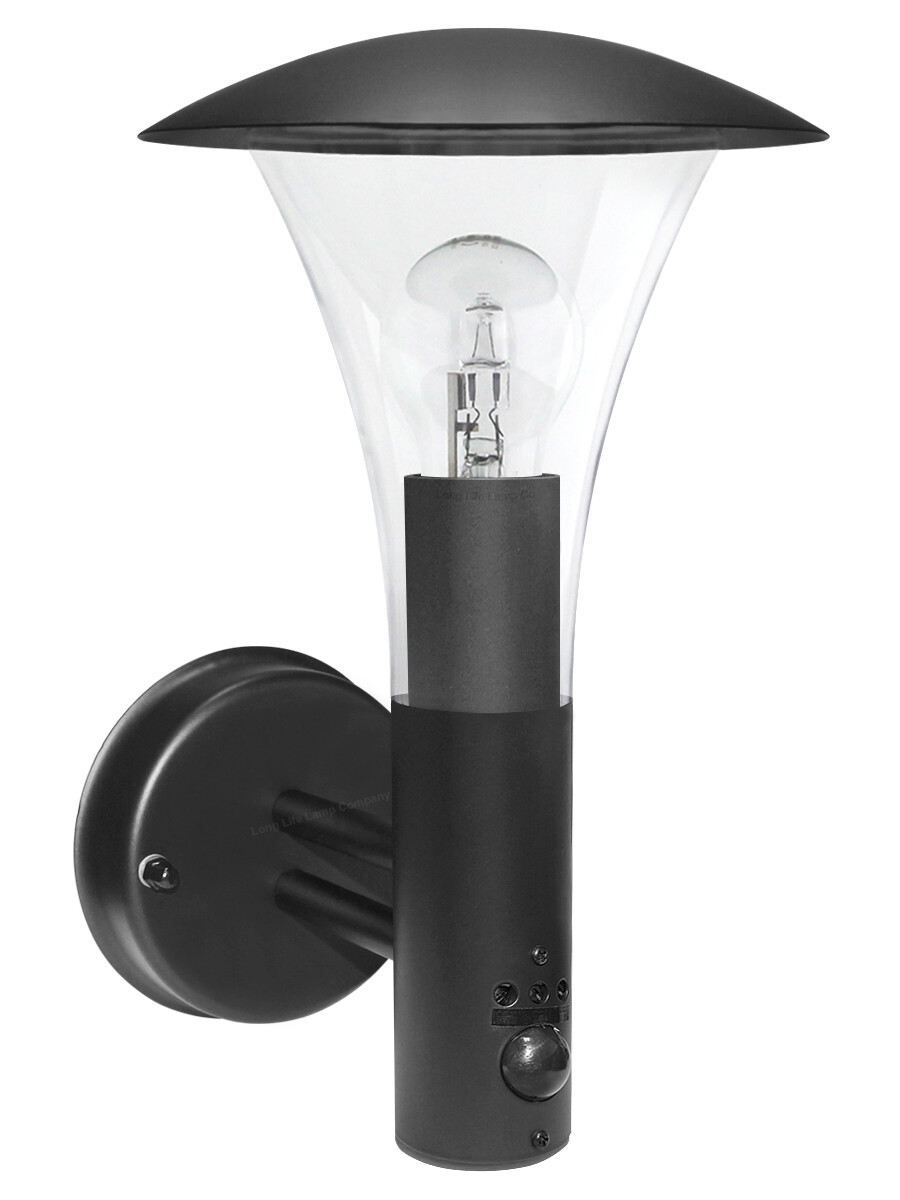 Black Garden Security Outdoor Wall Light with PIR Movement Sensor IP44 ZLC050