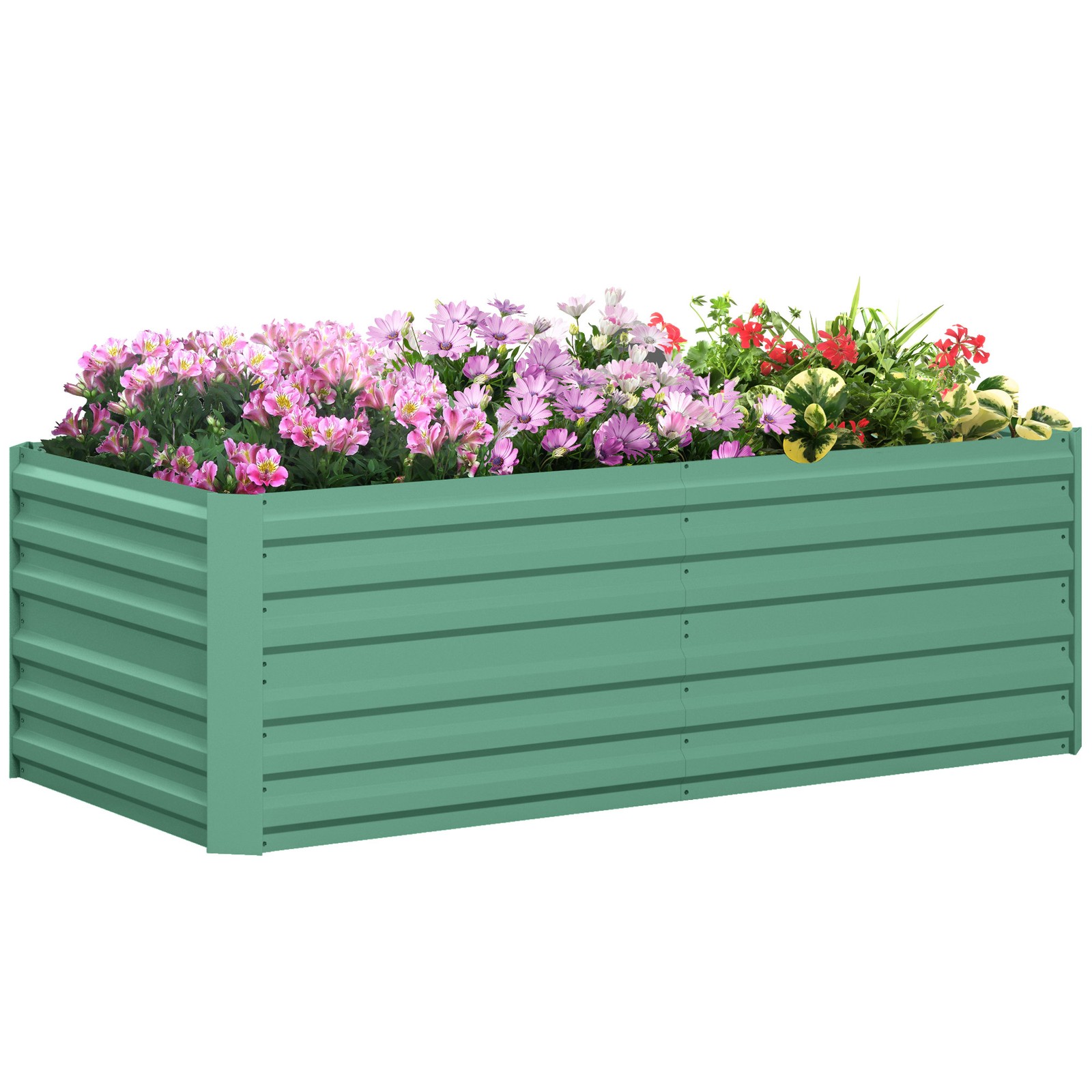 Outsunny Galvanised Steel Outdoor Raised Bed w/ Reinforced Rod, Light Green