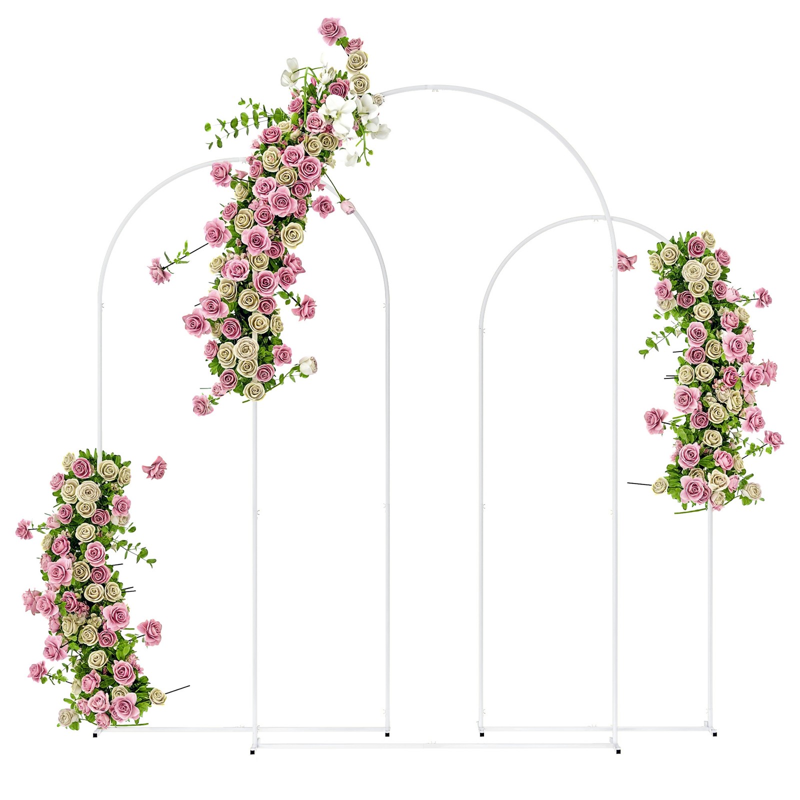 Outsunny Wedding Arch Frame Set, 2.2, 2, 1.8 m Arch Backdrop Stand White