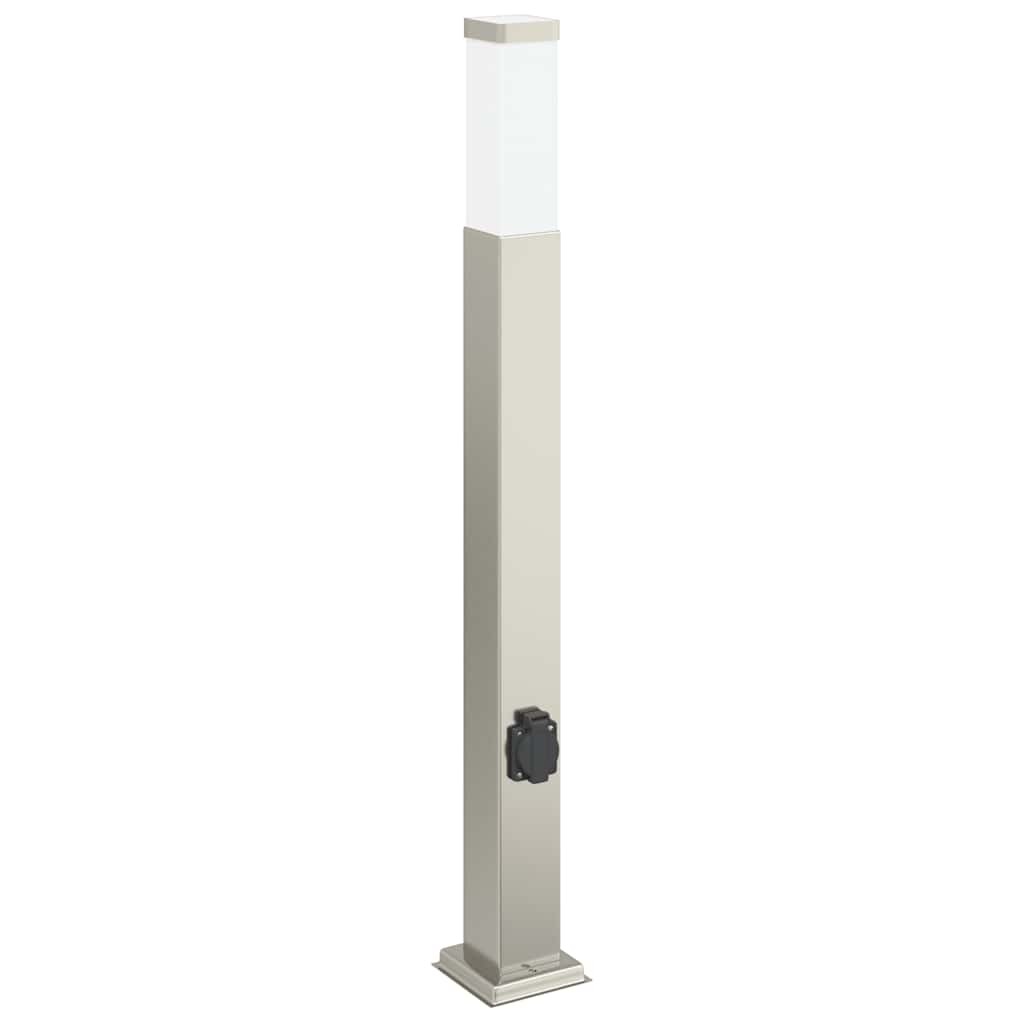 Bollard Light 80cm Stainless Steel Silver IP44 With Outlet Outdoor vidaXL