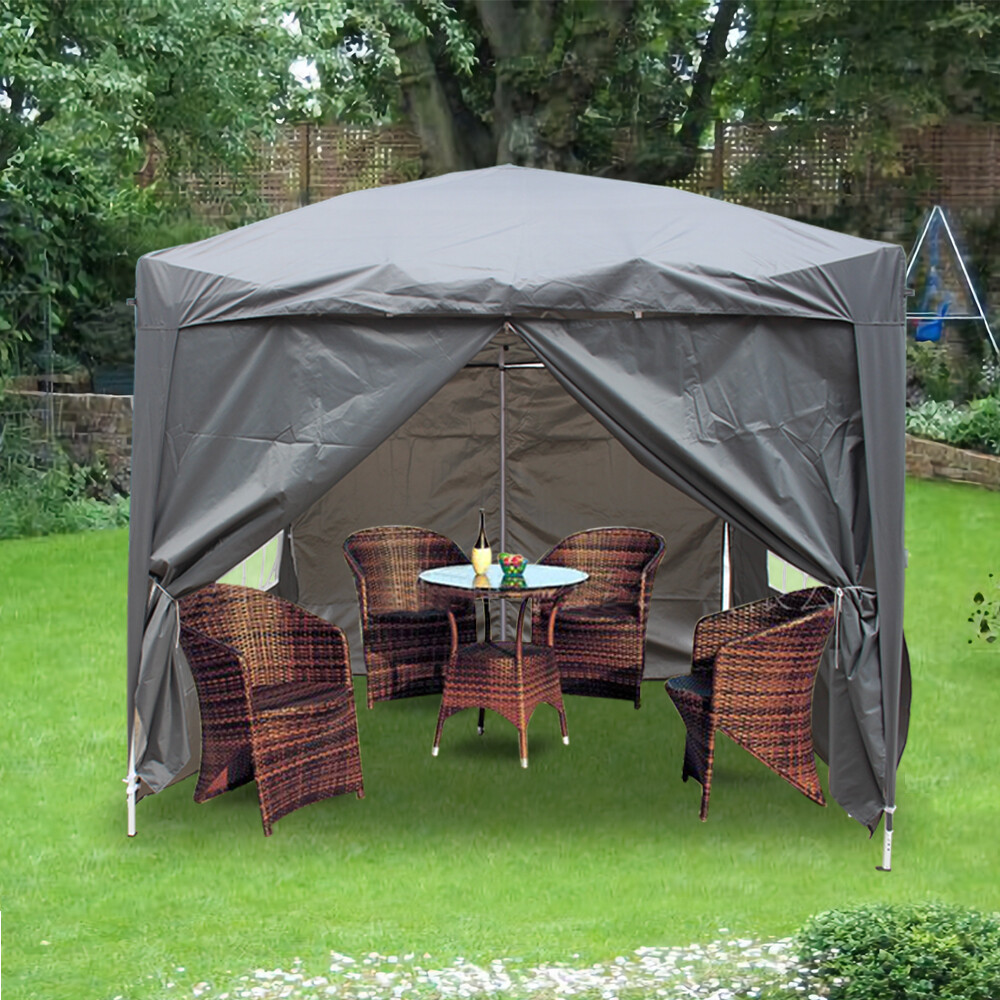 2x2m Pop Up Gazebo Outdoor Marquee Party Tent with 4 Leg Weights Bags Grey