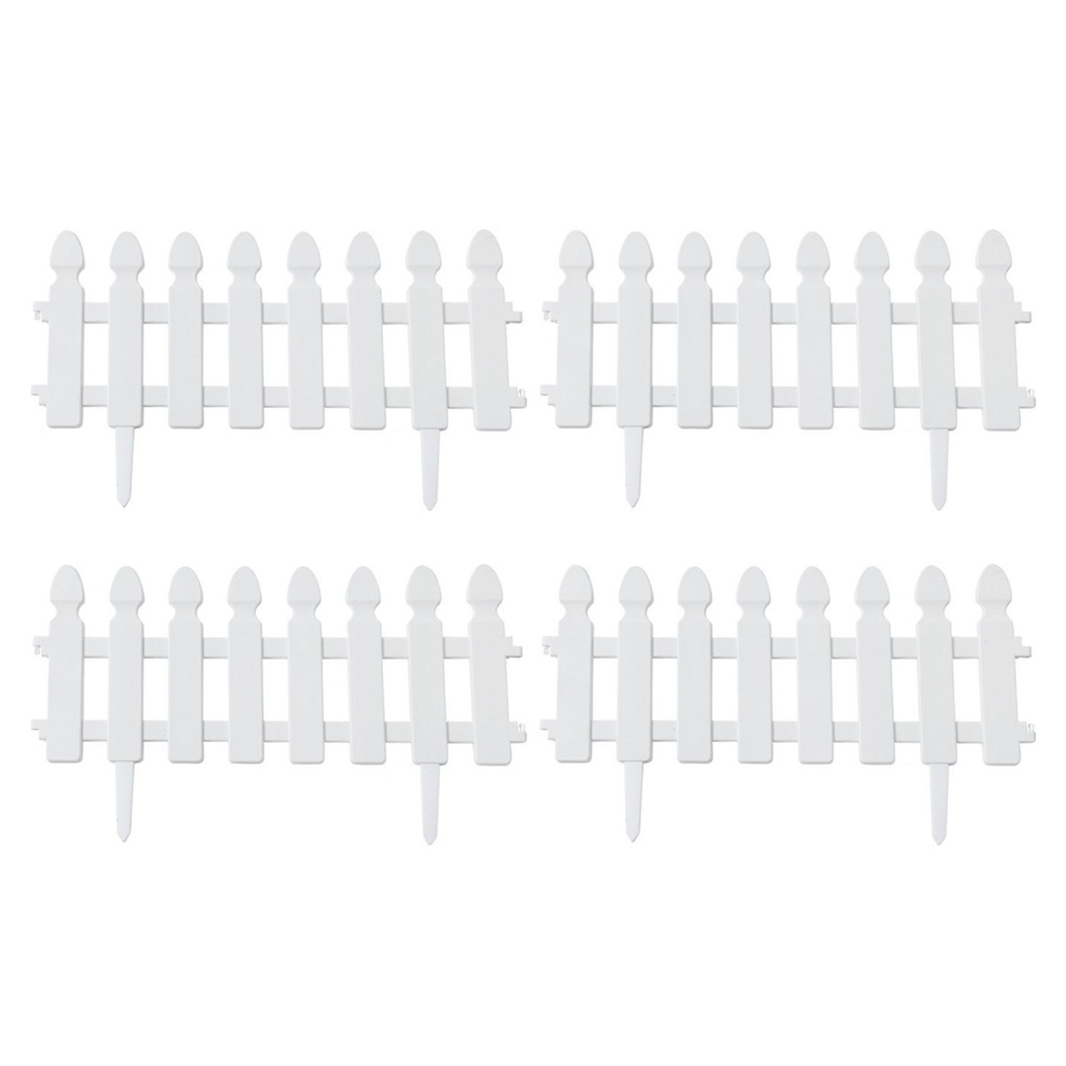 Set of 4 Fence Border Plastic Picket Garden M9K13760