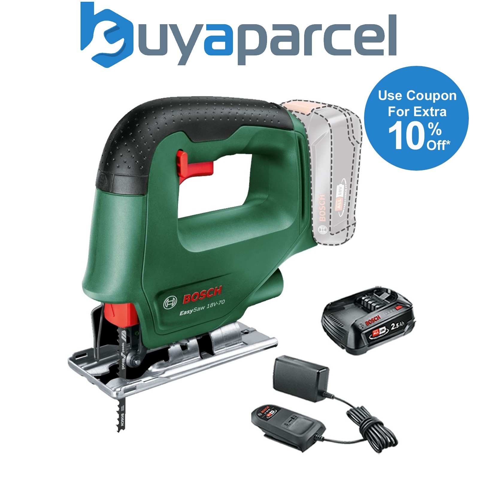Bosch 0603012000 EasySaw 18v 18V-70 Cordless Jigsaw Power for All +2.5AH Battery