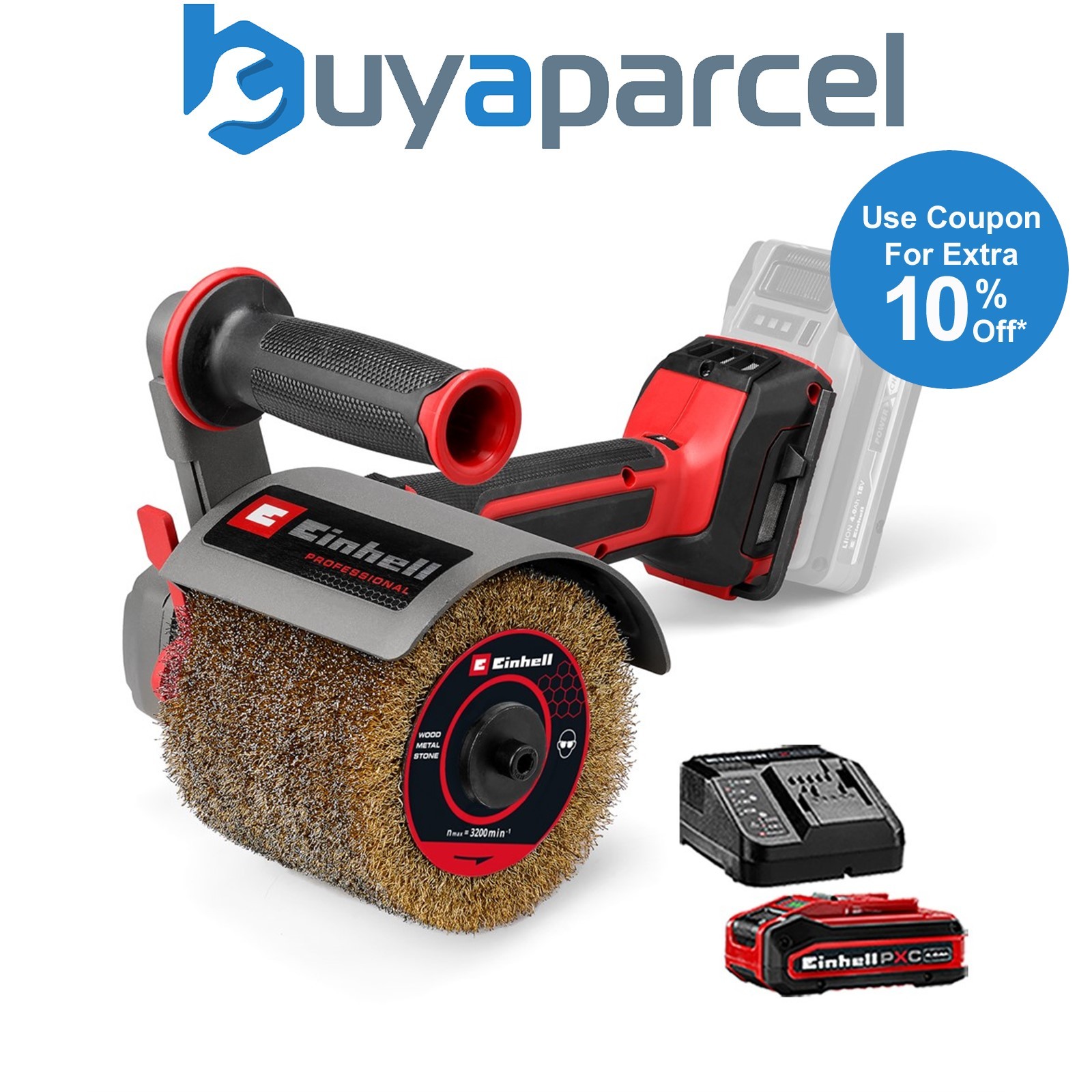 Einhell Professional 18v Cordless Sanding Roller Wire Brush TP-BR + 4ah Kit