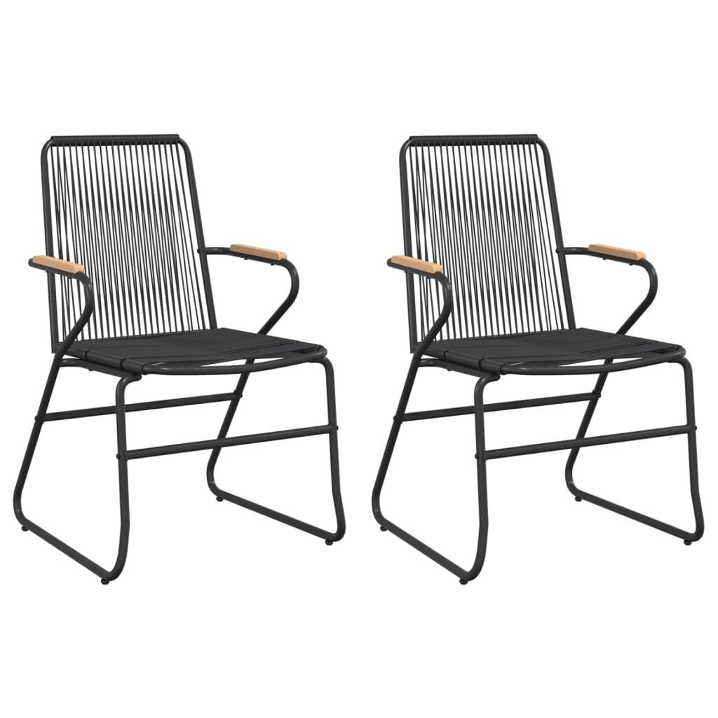 Garden Chairs Balcony Lounger 2 pcs Black PVC Rattan vidaXL