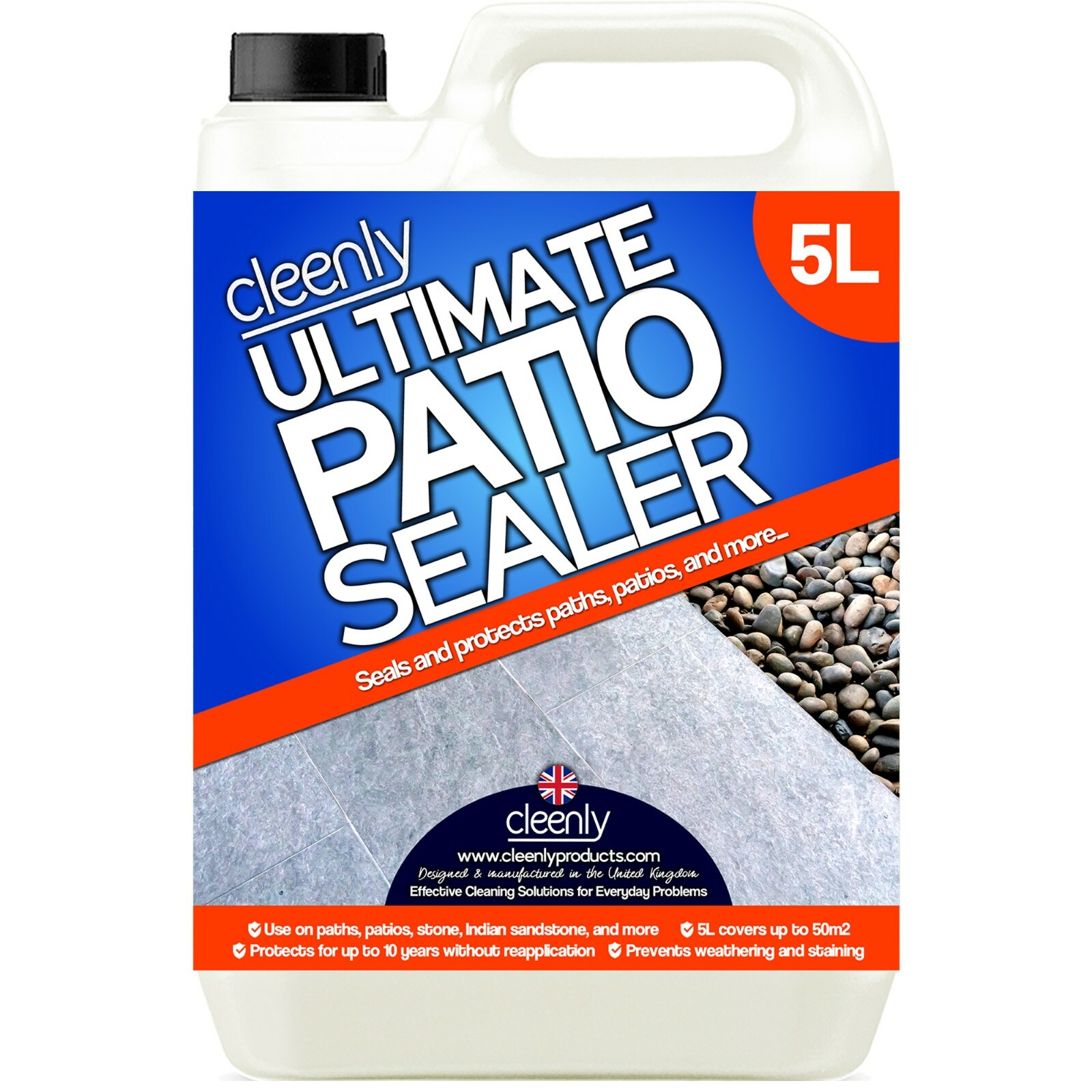 Cleenly Patio Sealer Drive Way Paths Indian Stone Concrete Slabs Cobbles 5L