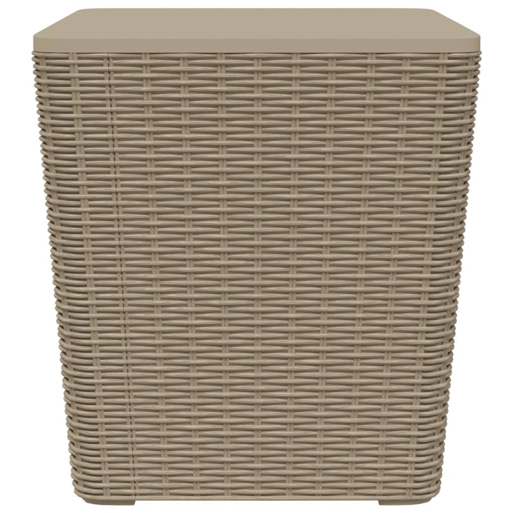 Garden Table Side End with Removable Lid Light Brown Polypropylene vidaXL