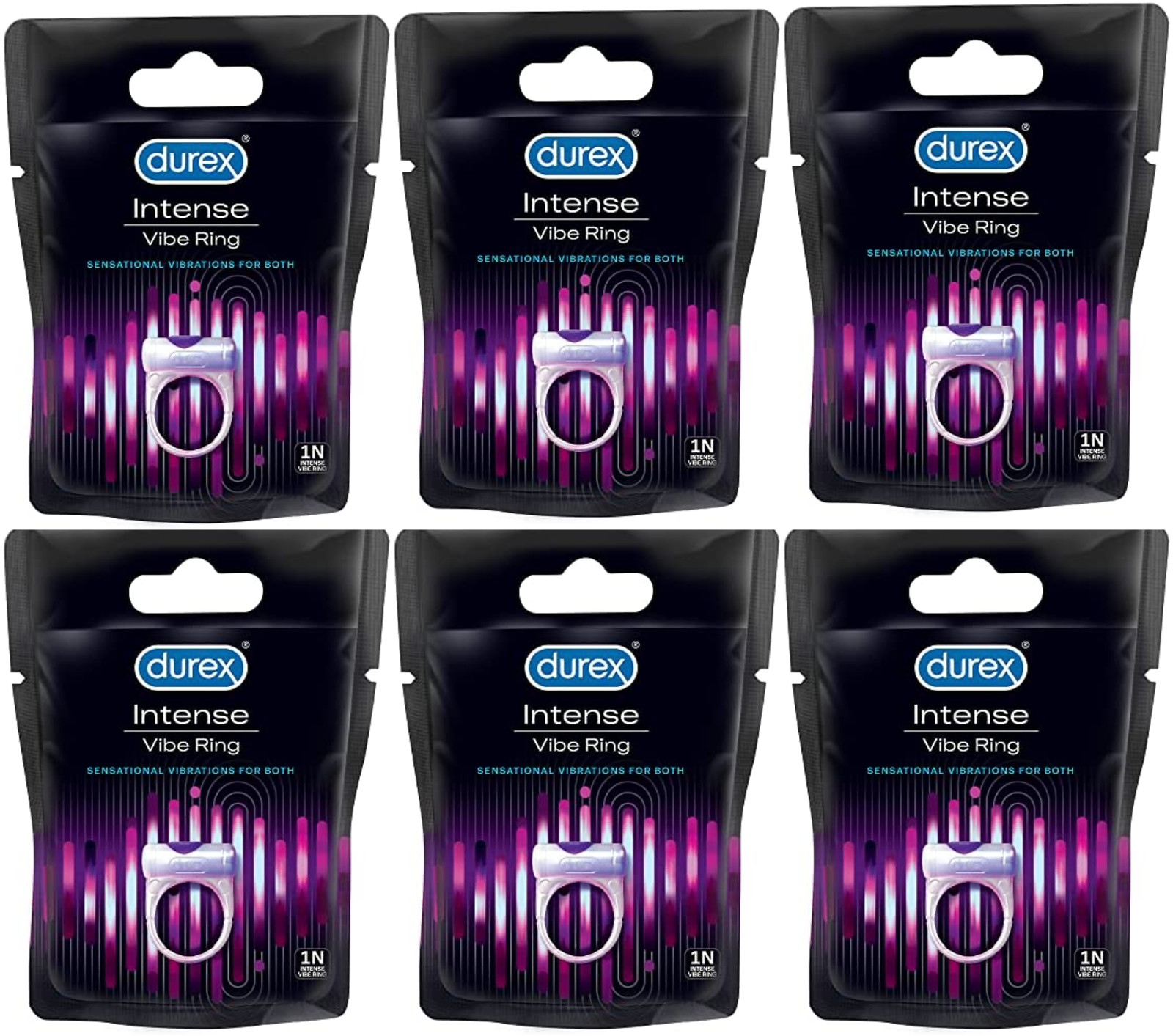 Durex Intense Vibrations Cock Ring Stimulation for Him Sex Toy Pack of 6