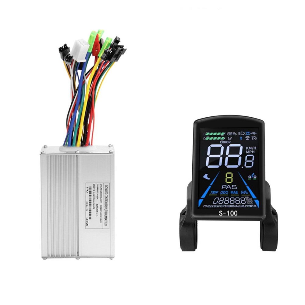 S-100 Electric Bike LCD Display Dashboard SM5+2PIN+20A 36V/48V Sine 5858