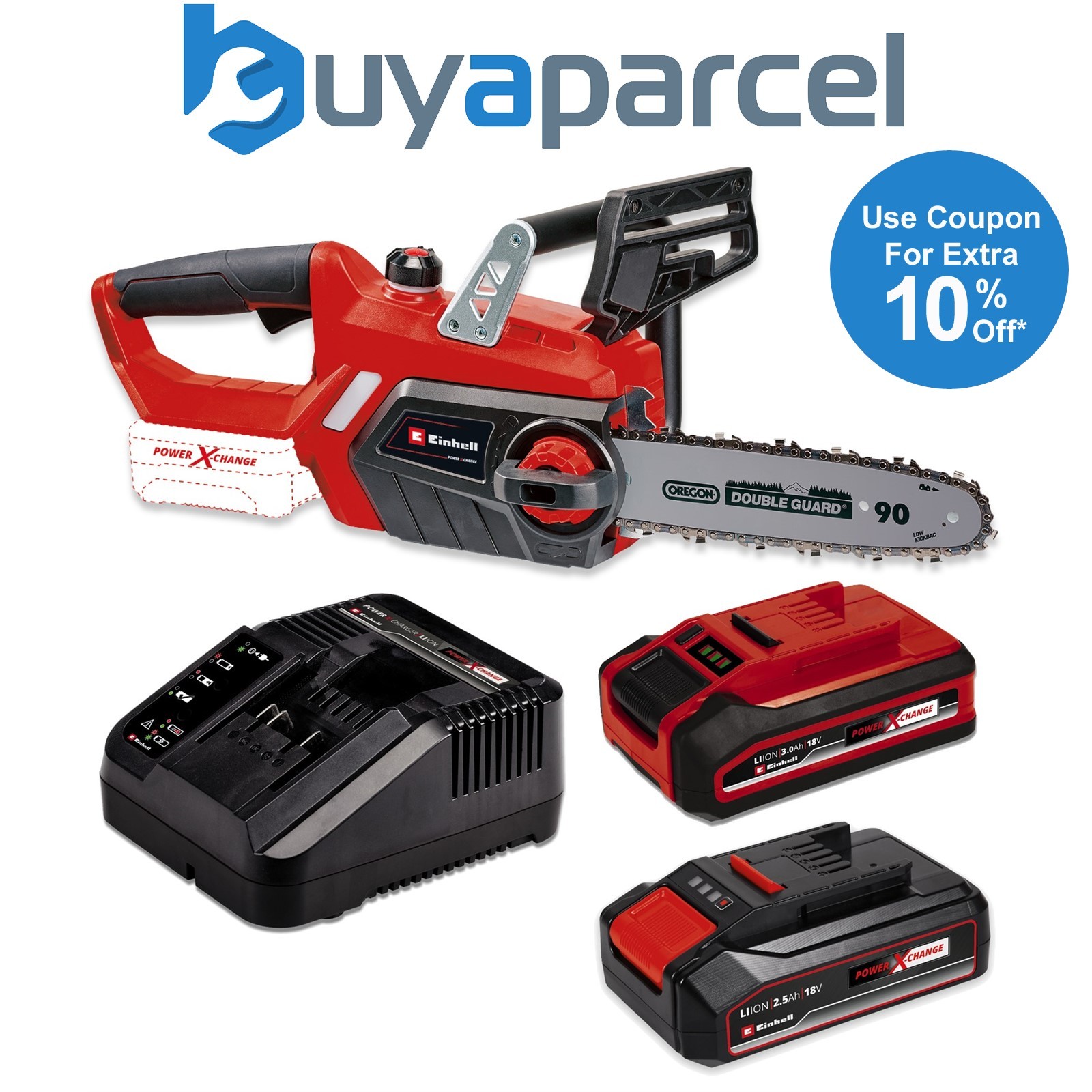 Einhell 18v Cordless Chainsaw 25cm Bar Oregon Chain PXC Heavy Duty 2 x Batteries