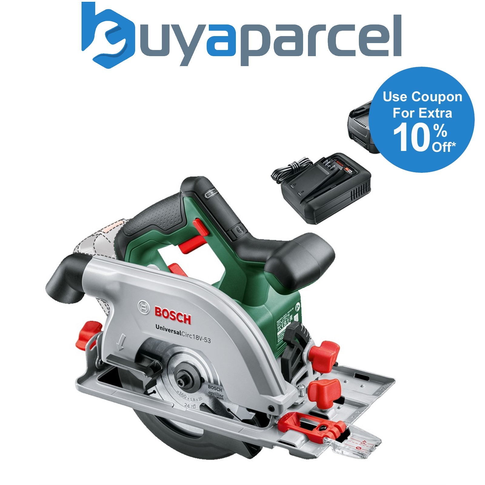Bosch 06033B1400 UniversalCirc 18v Circular Saw 160mm Fits Rail 4AH Battery Kit
