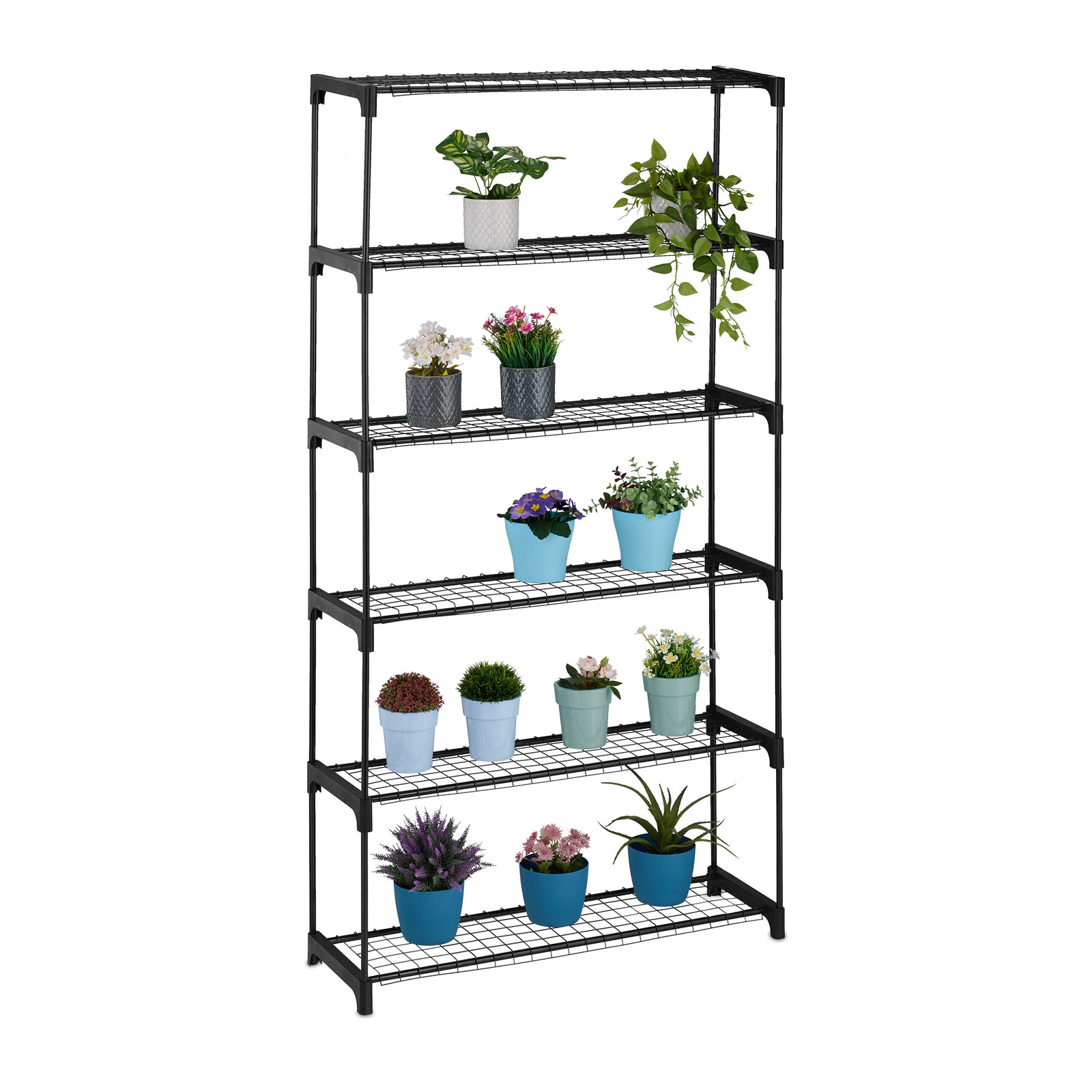 Plant Rack Stand Flower Shelf Growing Herb Shelving Unit Black Metal 174x91x28cm