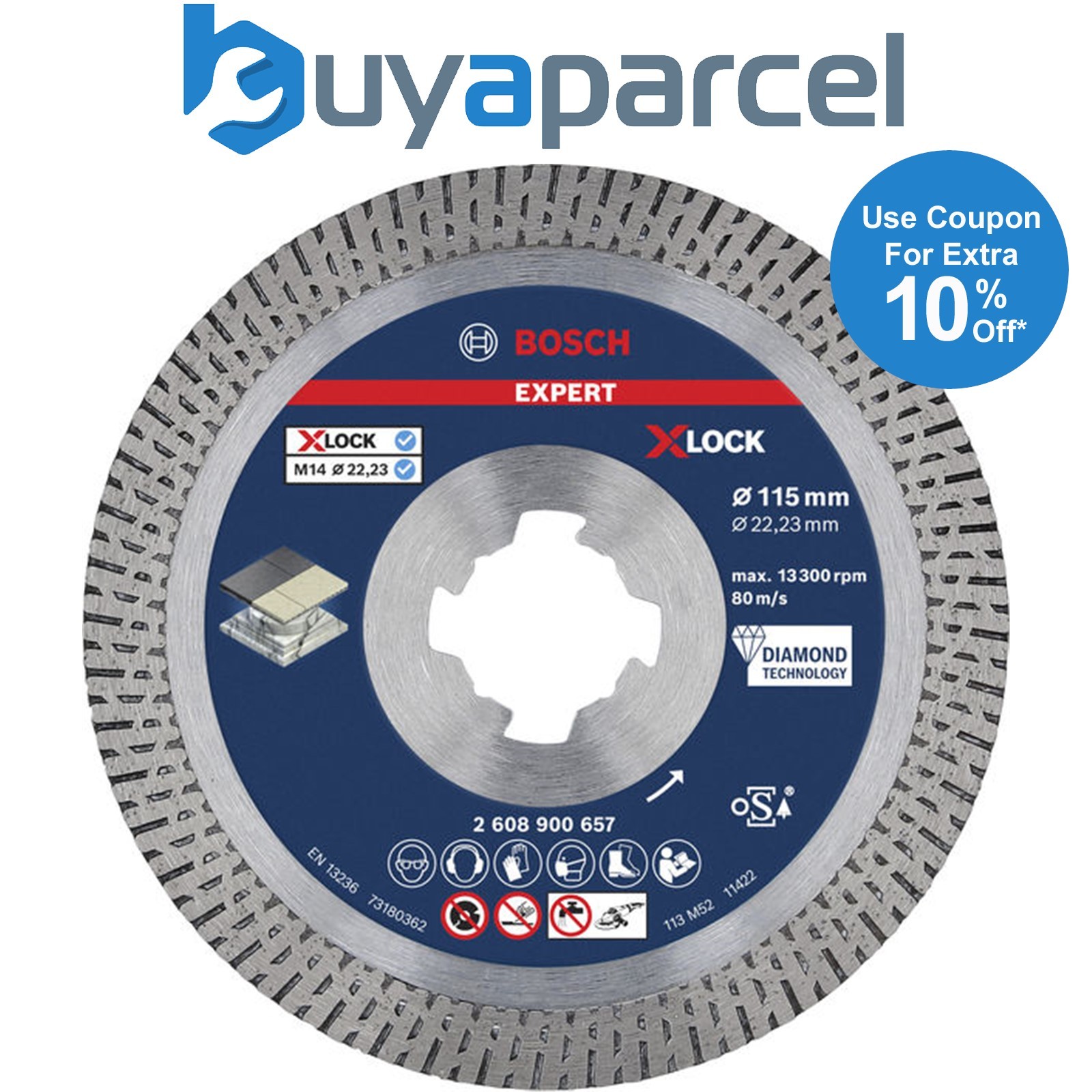 Bosch EXPERT HardCeramic X-LOCK Diamond Cutting Disc 115 x 22.23 x 1.4 x 10mm