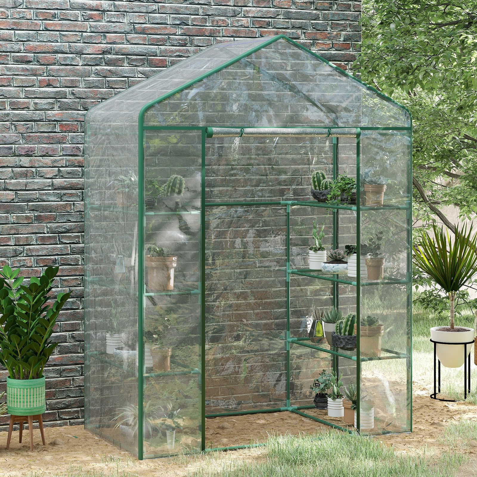 Garden Greenhouse Walk in Grow Herb Plant Transparent Metal