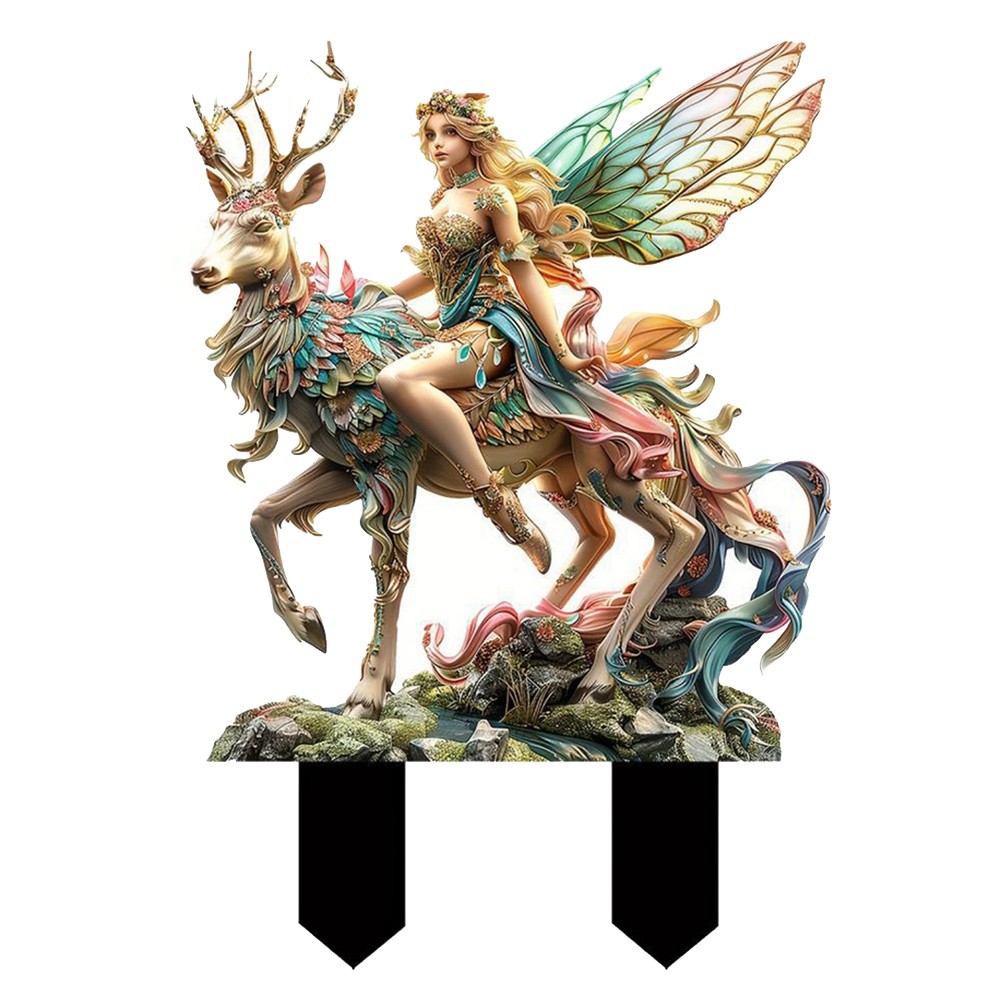 3X(Forests and Deer Garden Card Acrylic Courtyard Ground Card Potted Plant4768